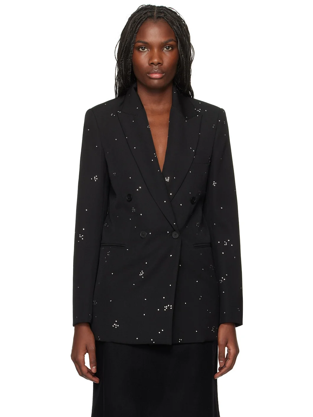 Black Embroidered Blazer - 1