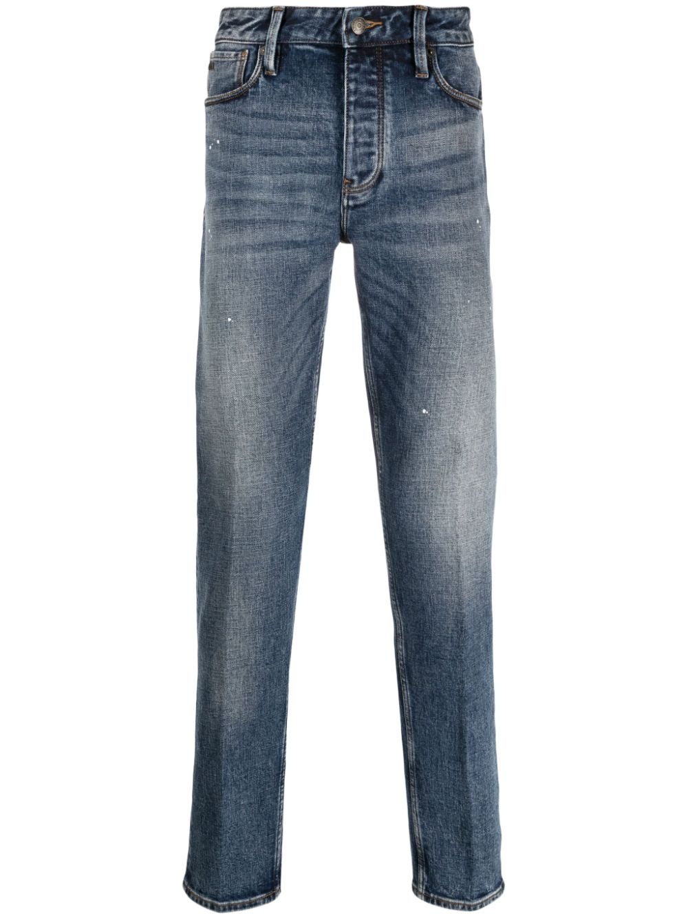 logo-patch cotton-blend tapered jeans - 1