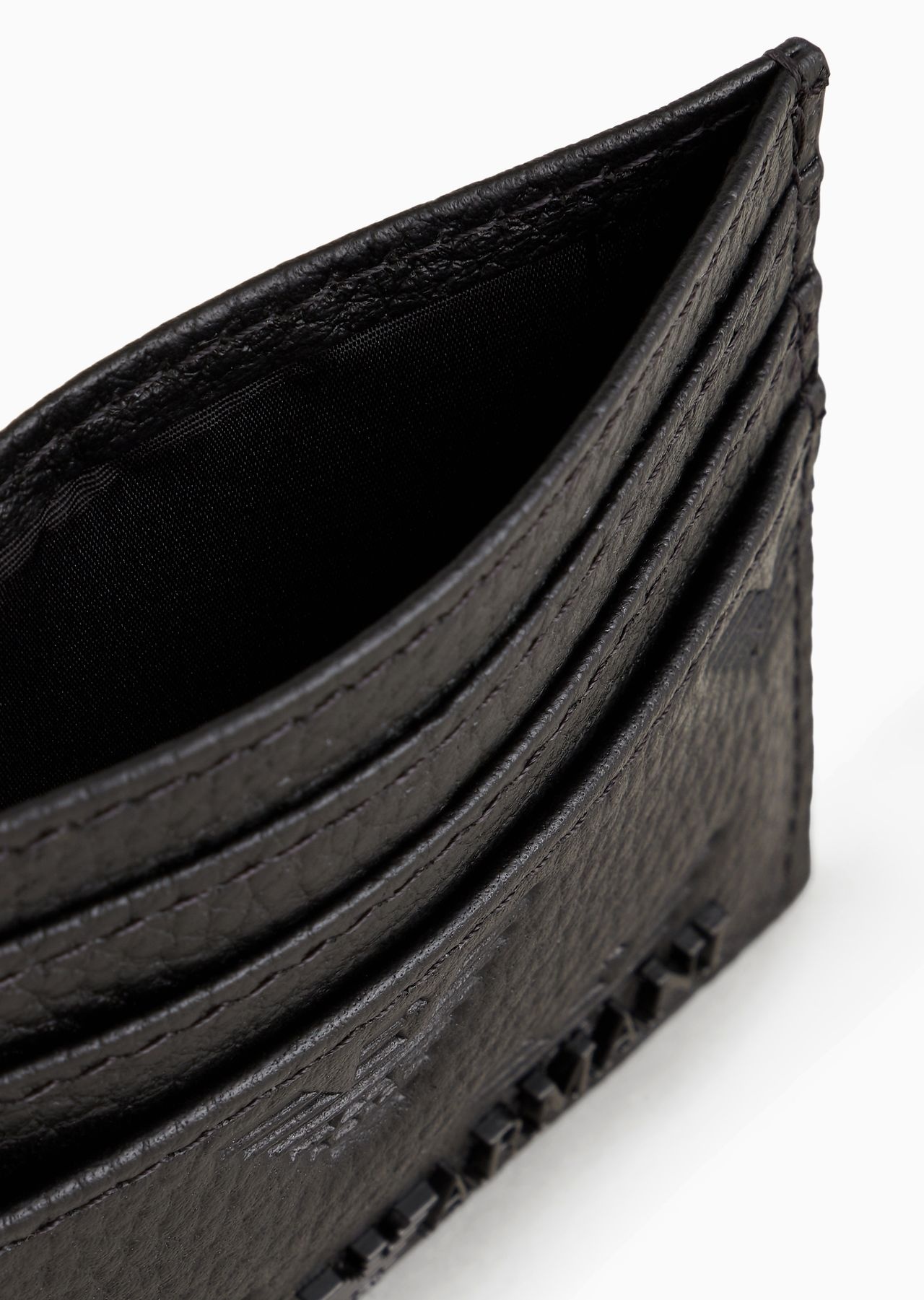 Leather card holder with all-over embossed eagle - 2