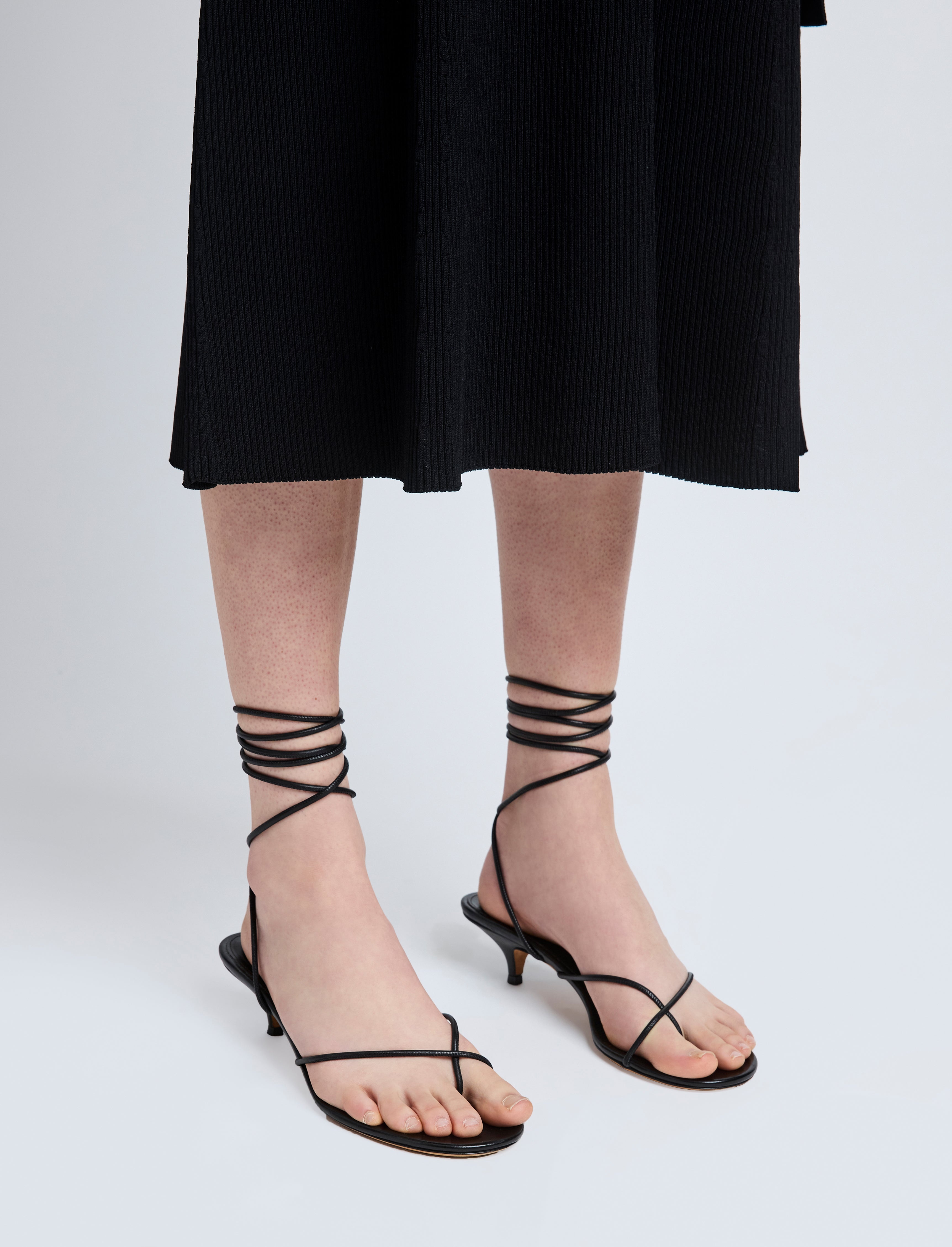 Slash Tie Sandals in Capretto Leather - 5