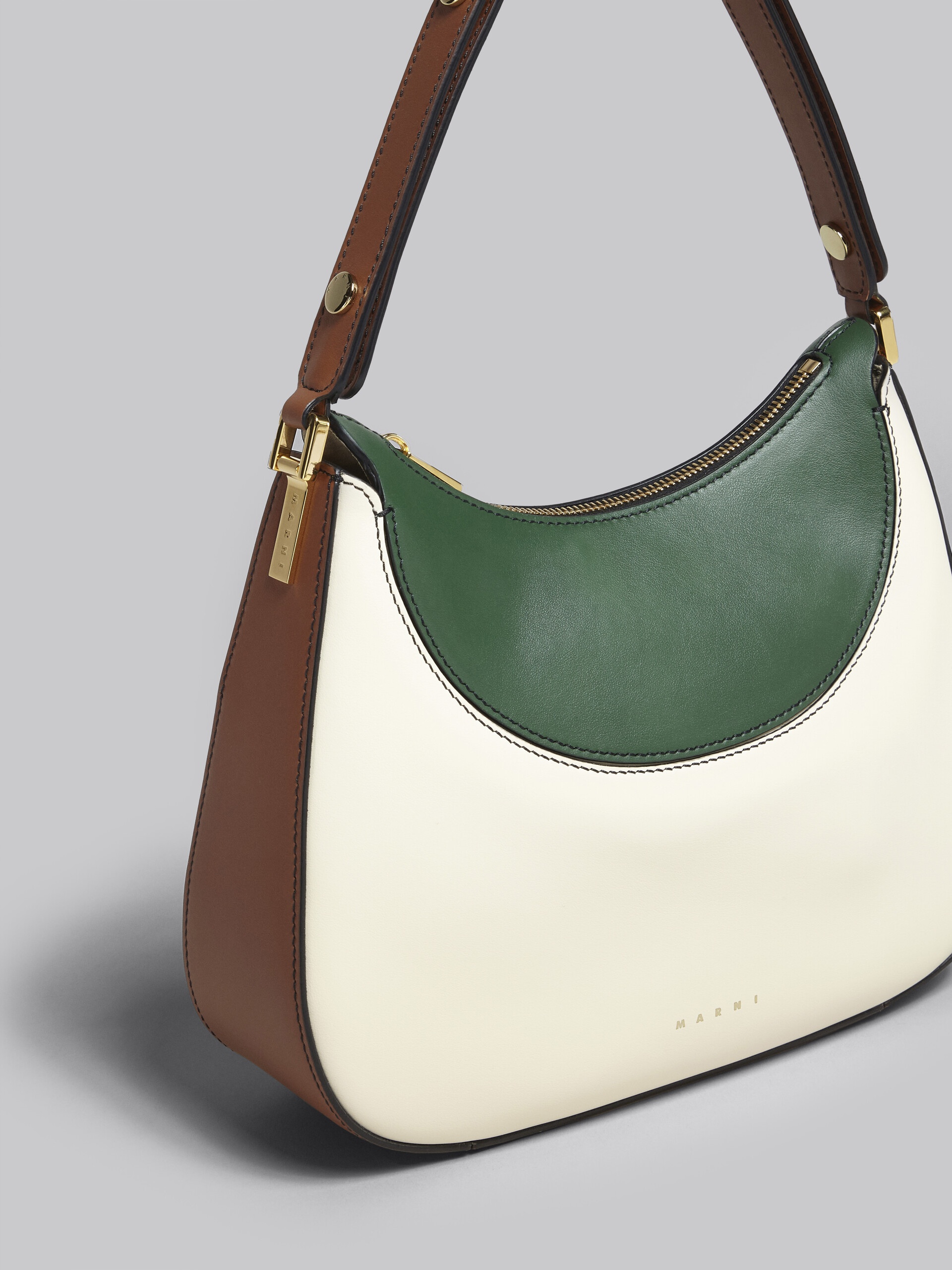 MILANO SMALL BAG IN WHITE BROWN AND GREEN LEATHE - 5