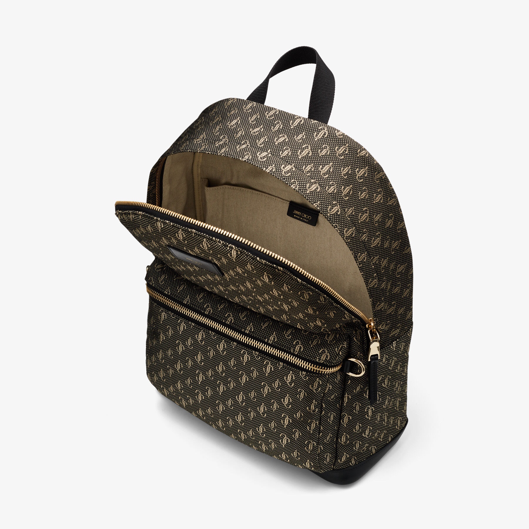 Wilmer
Black and Gold JC Monogram Jacquard Lurex and Soft Shiny Calf Leather Backpack - 2