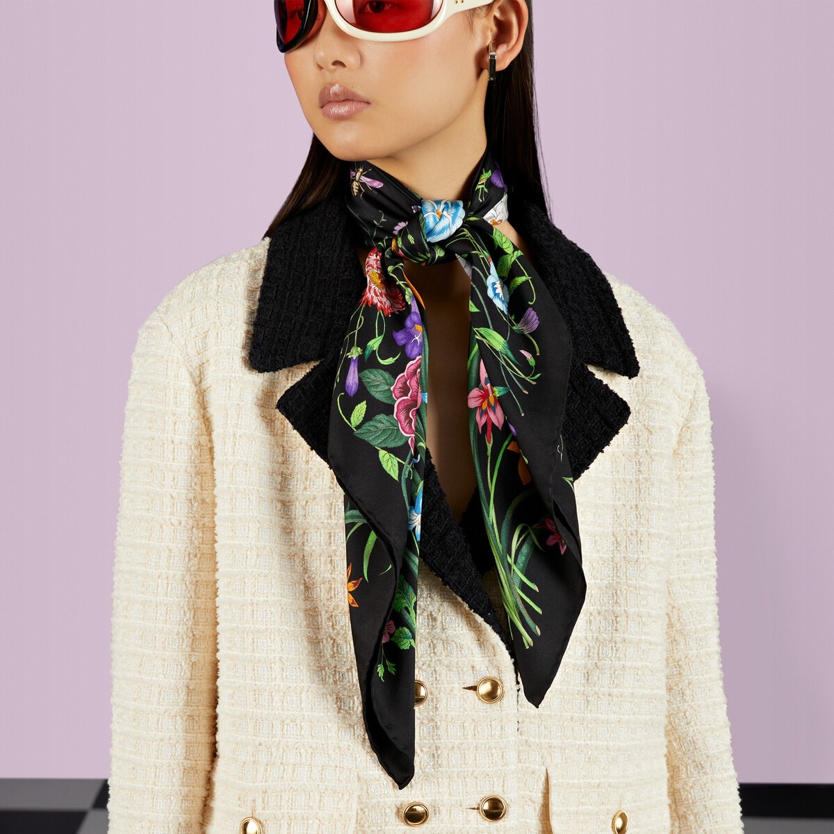 Flora print silk carré - 3