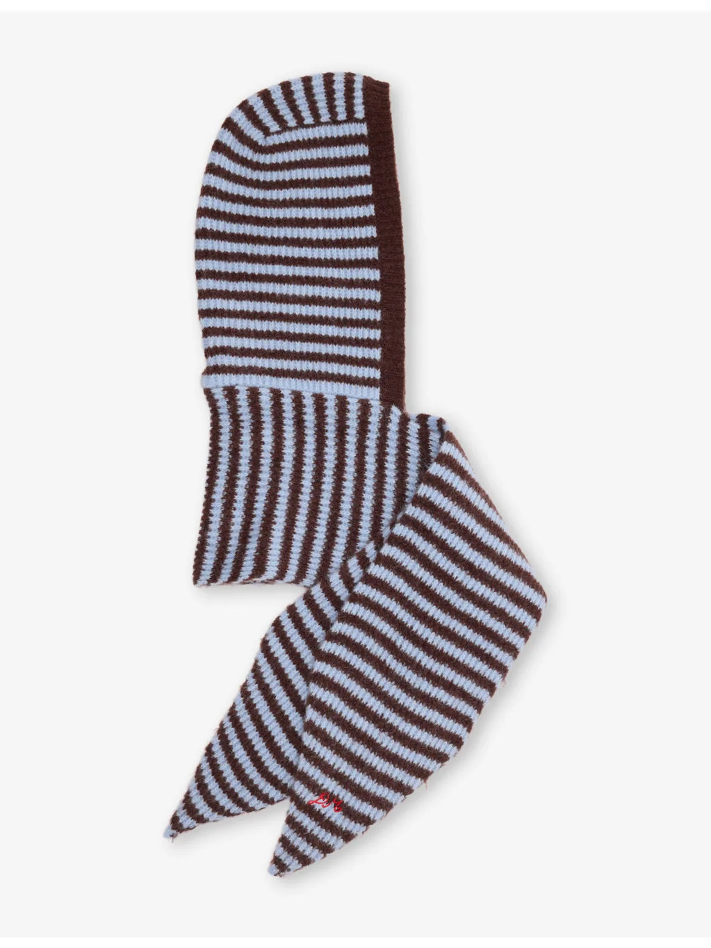 Striped Tie-Front Knitted Hood - 1