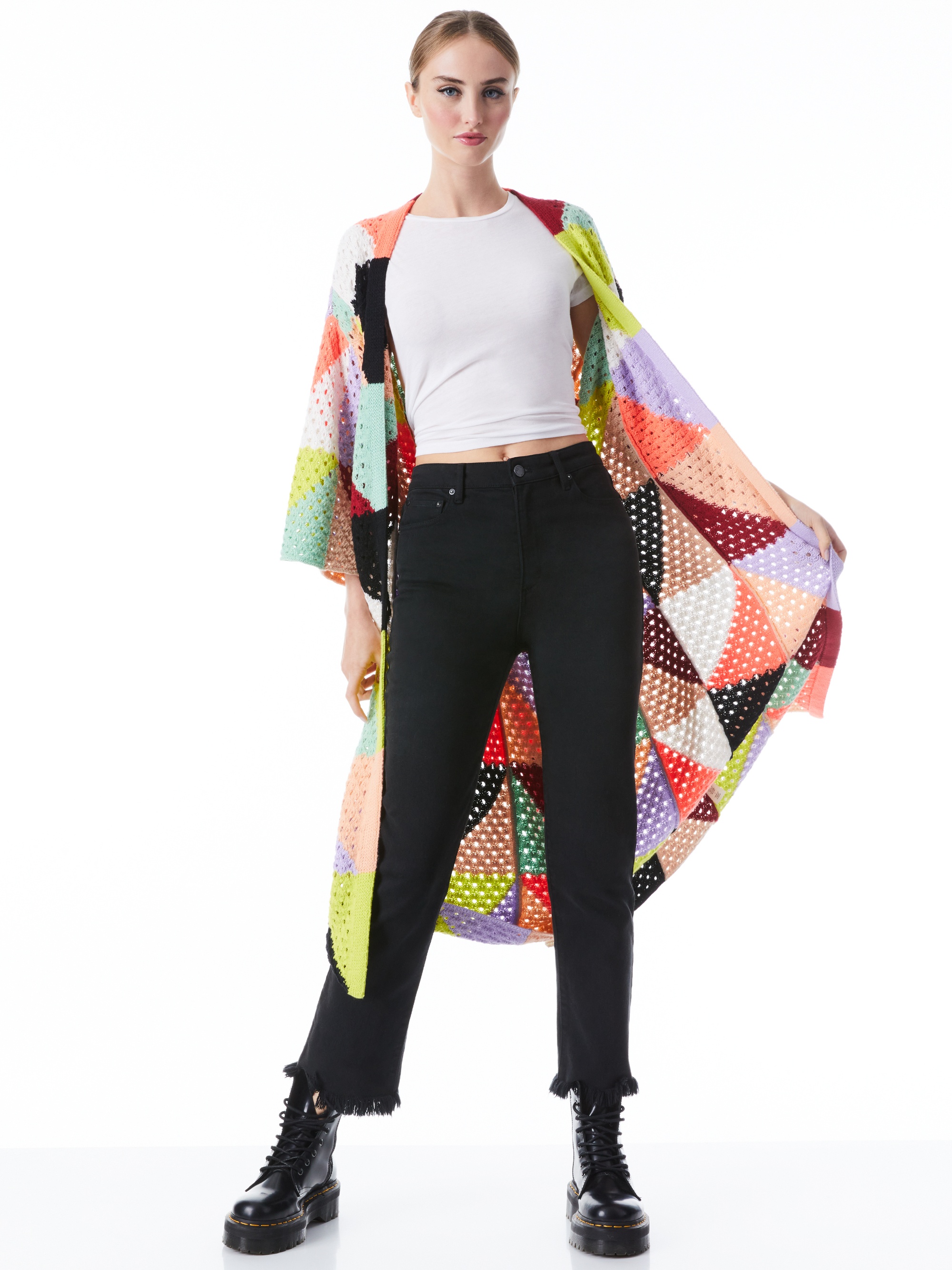 GLADIS PATCHWORK ROBE SWEATER WITH BELT - 4
