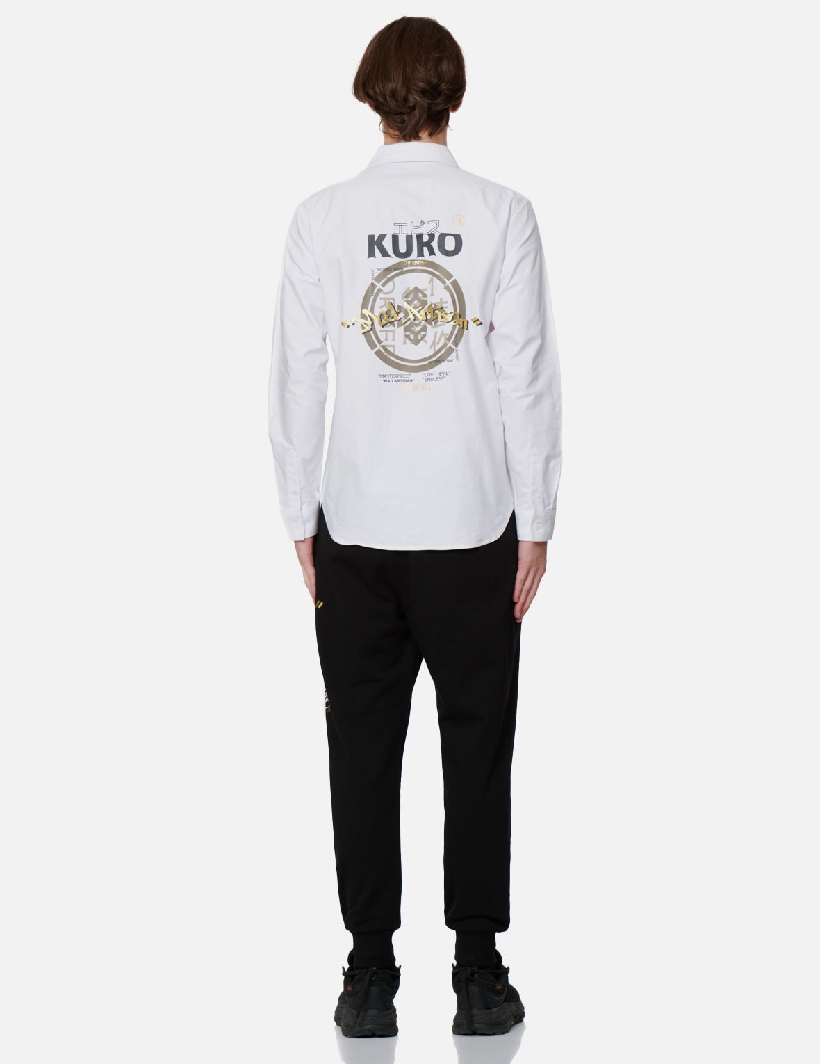 Kamon and Graffiti Print Oxford Shirt - 5