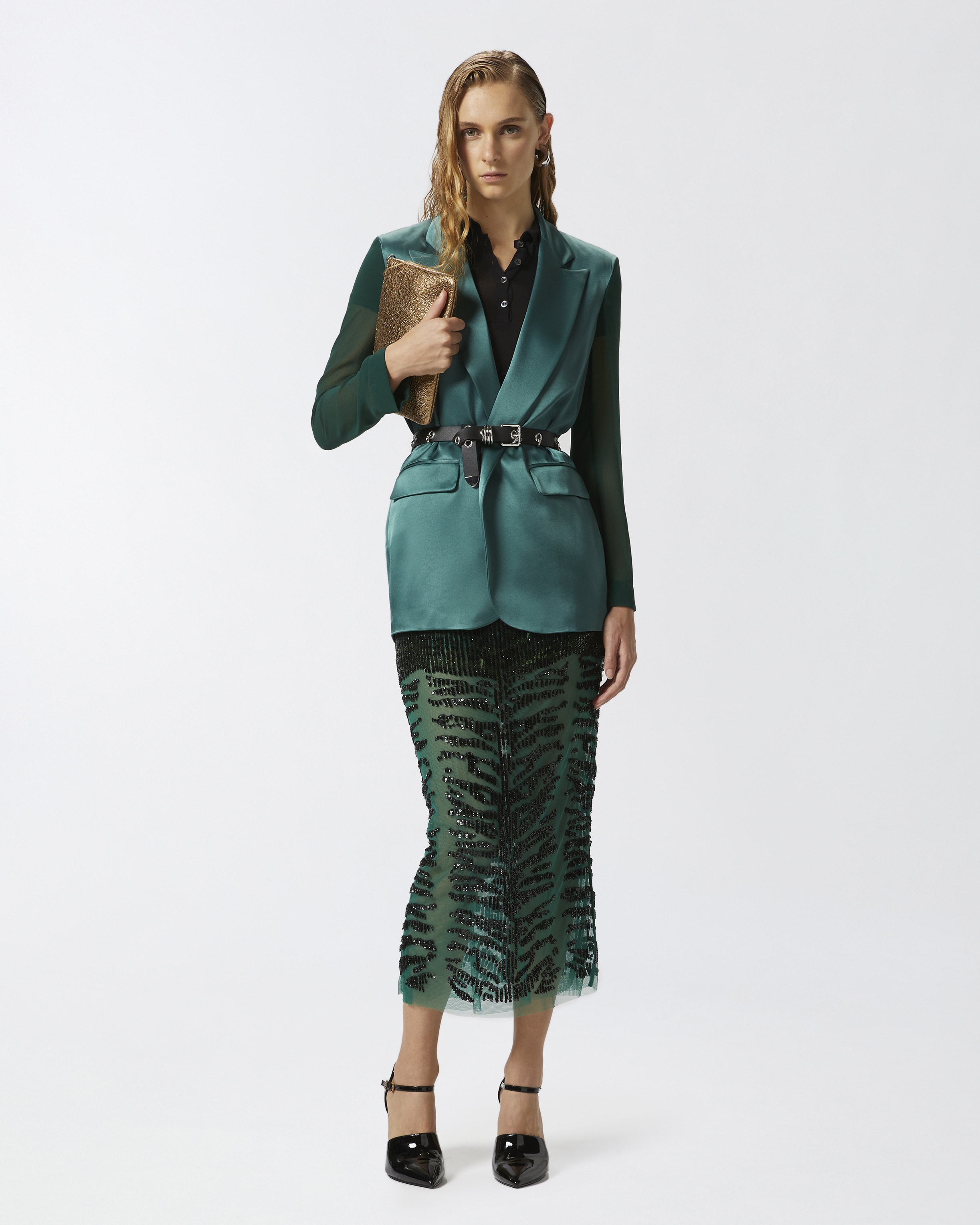 SHINY BLAZER WITH TRANSPARENT SLEEVES - 3