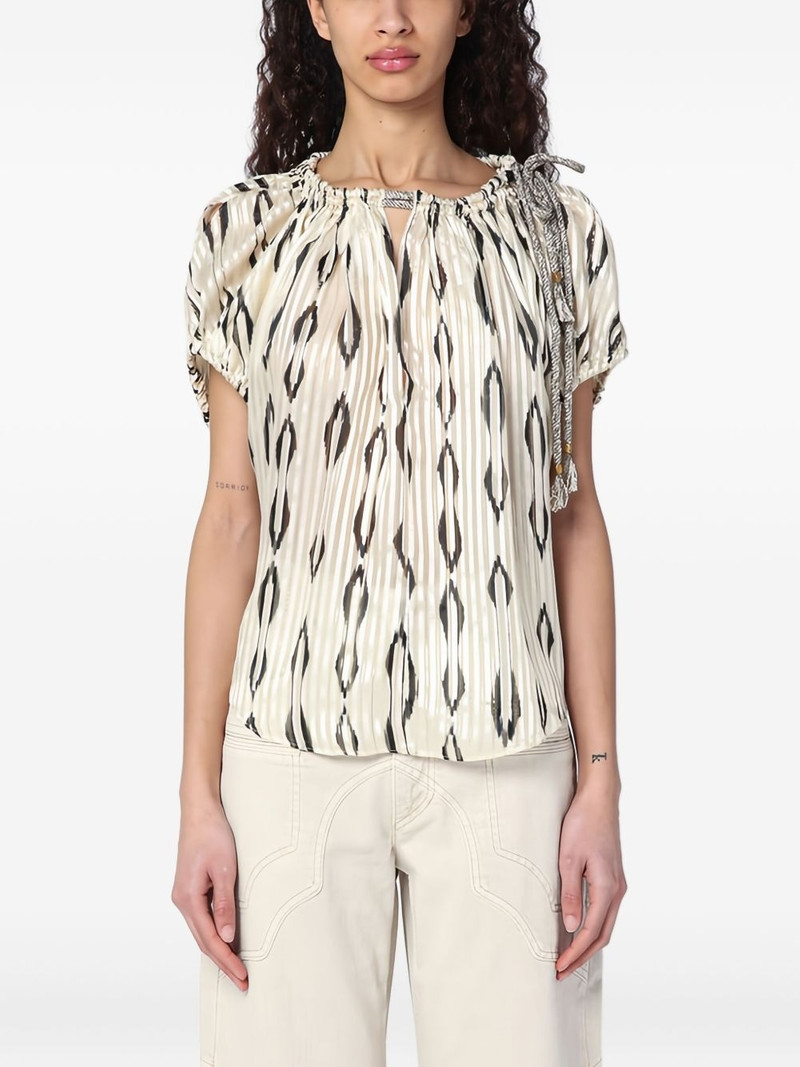 graphic-pattern pleated blouse 1