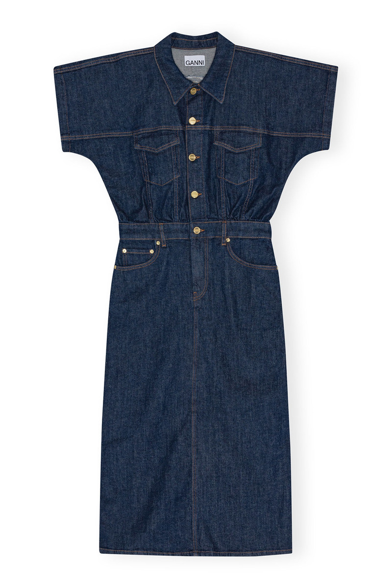 DENIM ROSE MIDI DRESS - 1