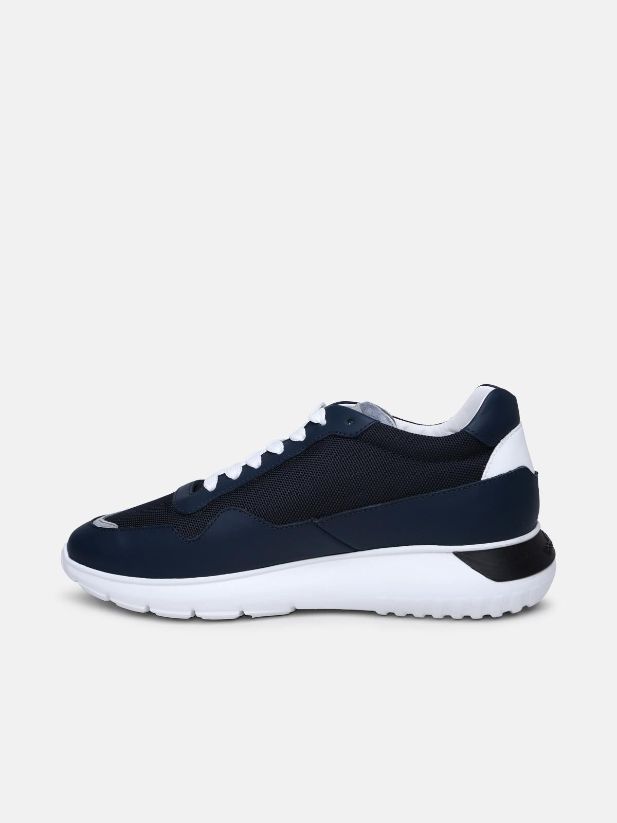 INTERACTIVE 3 BLUE LEATHER BLEND SNEAKERS - 3