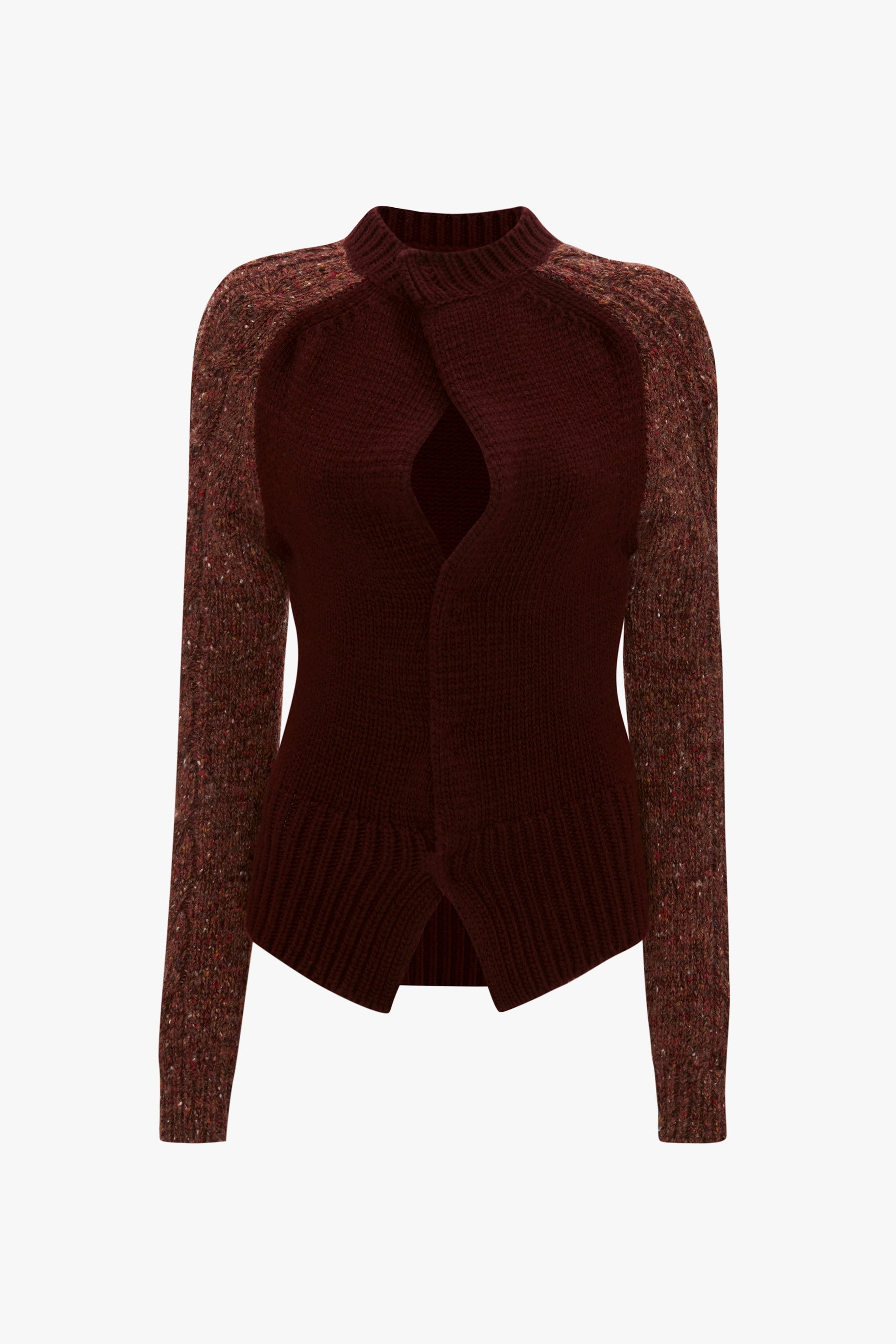 Exclusive Contrast Sleeve Cardigan In Rust - 1