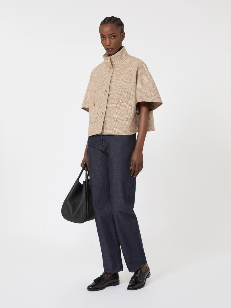FARNETO Patterned cotton cloak - TOBACCO 9