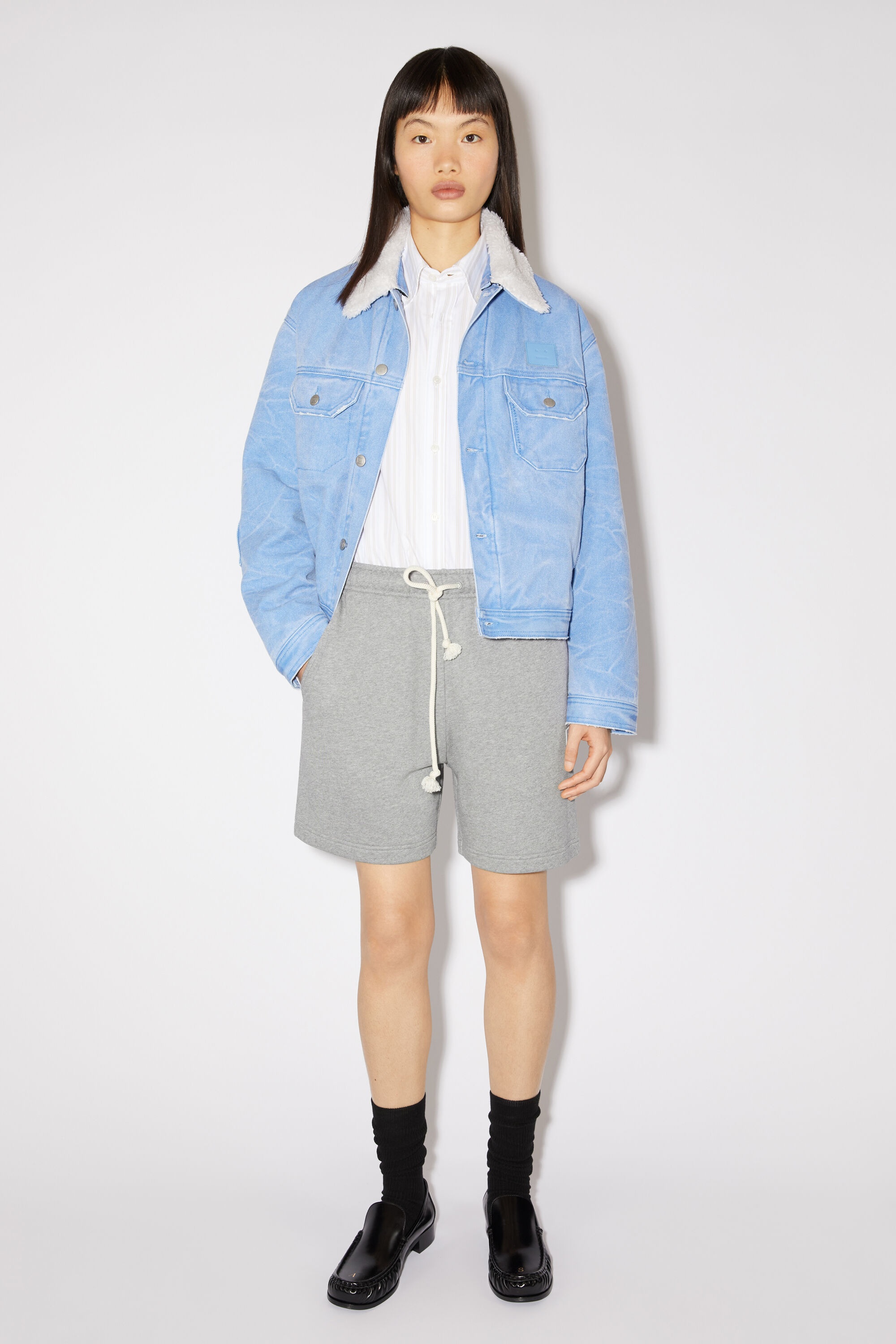 Cotton sweat shorts - Light Grey Melange - 2