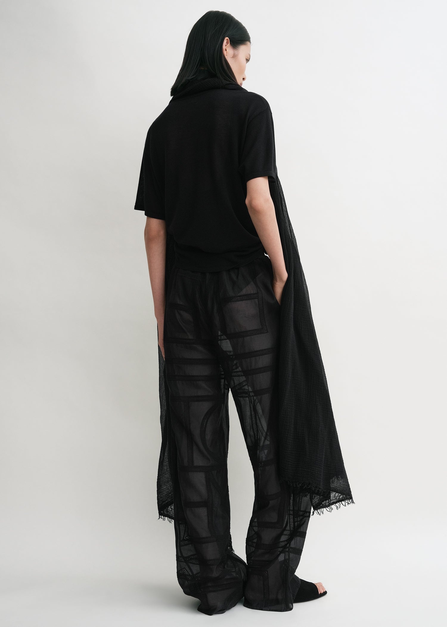 Monogram crochet pj bottoms black - 4