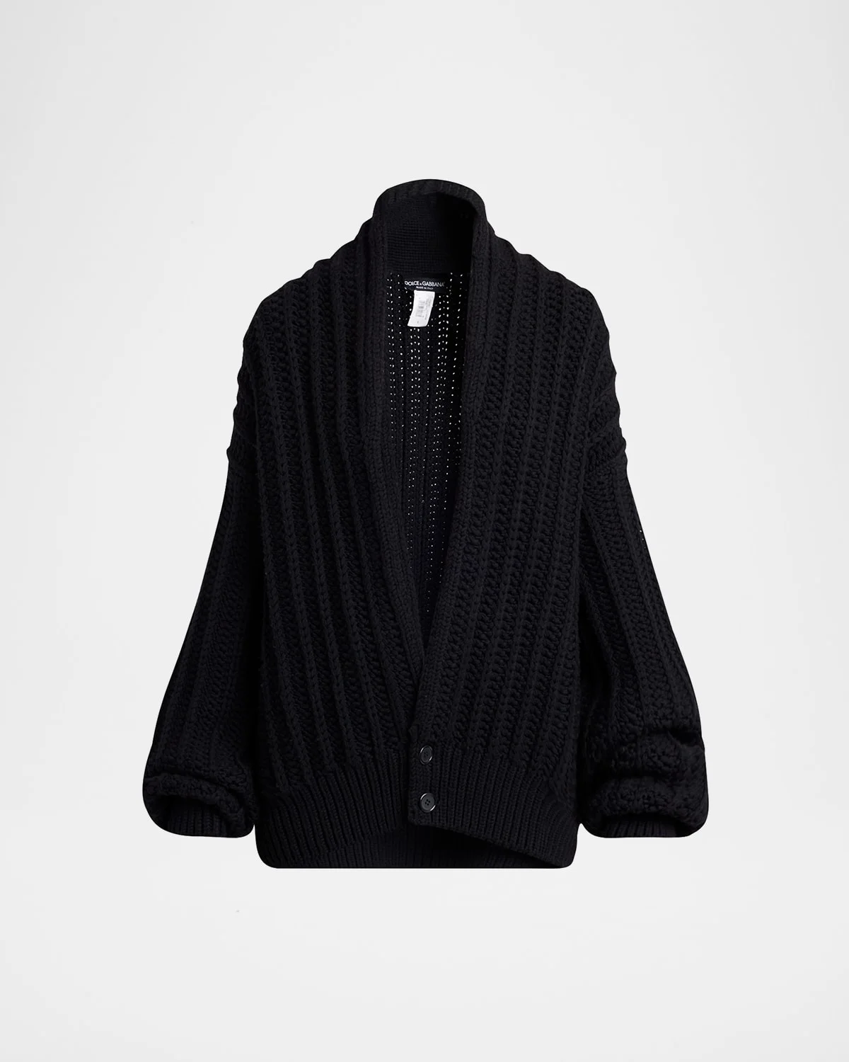 Deep V Rib Cardigan - 1