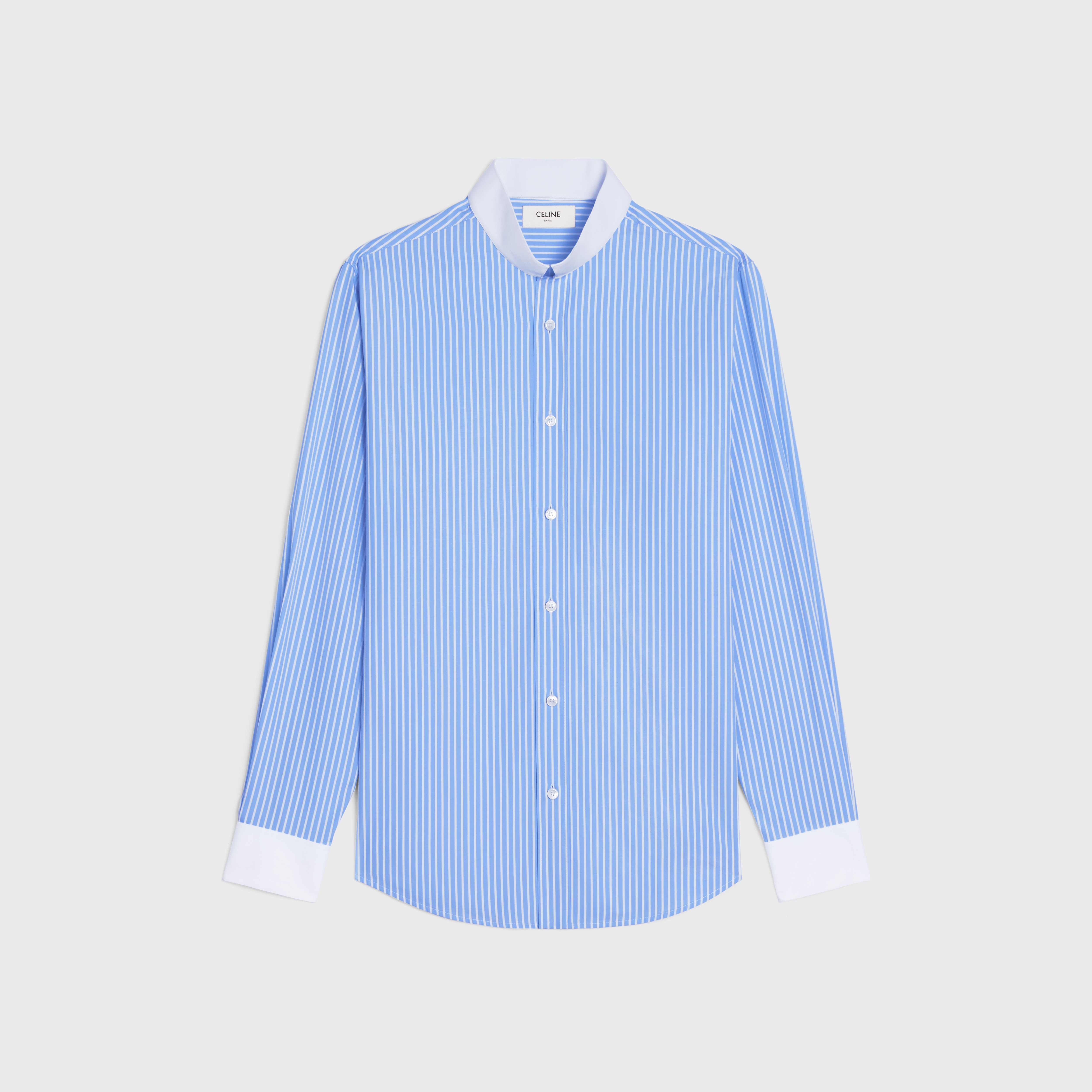 loose shirt with inverted collar in striped cotton - 1