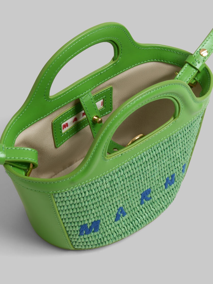 TROPICALIA MICRO BAG IN GREEN LEATHER AND RAFFIA-EFFECT FABRIC - 4