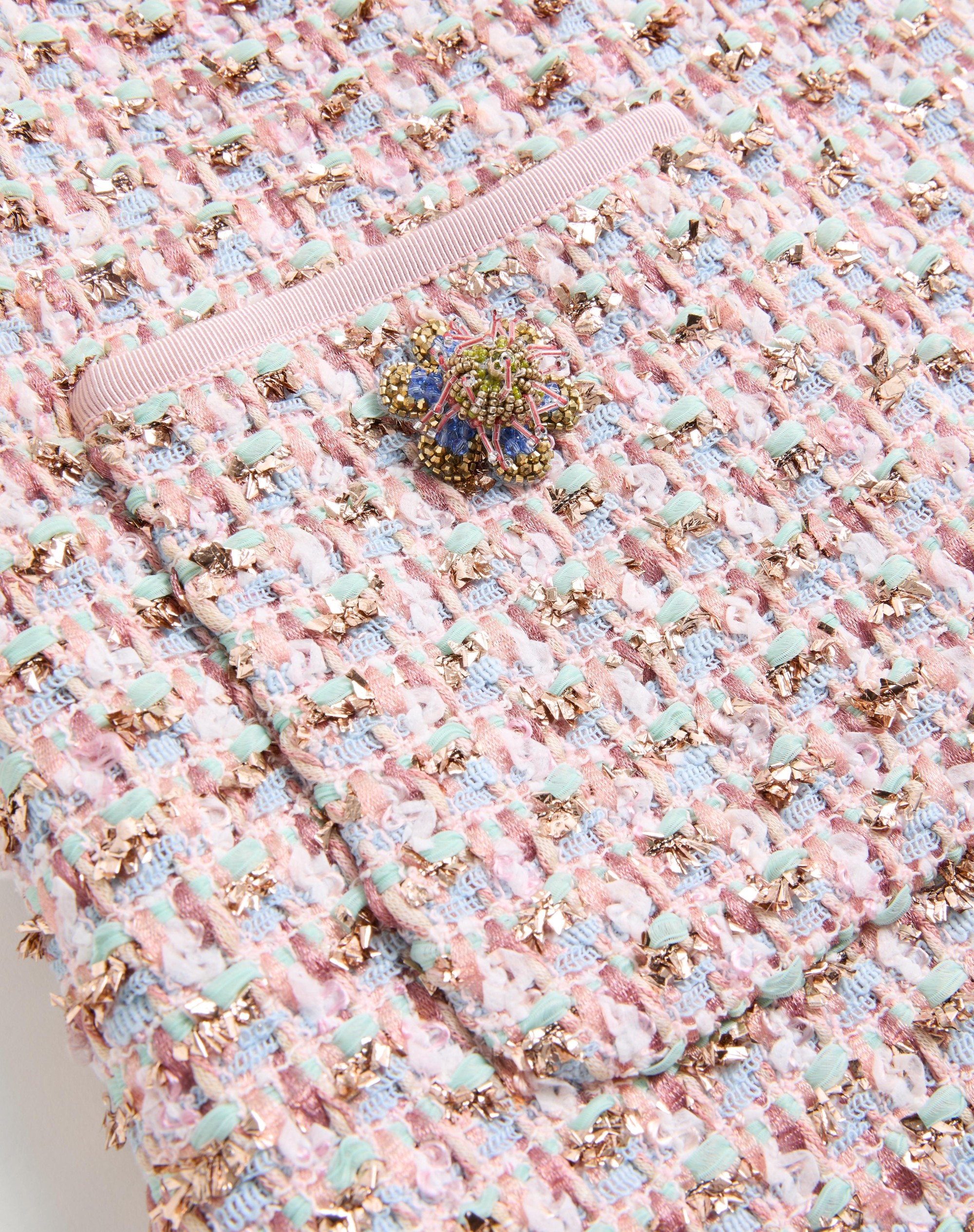 EMBROIDERED RIBBON TWEED SHORT DRESS - 8