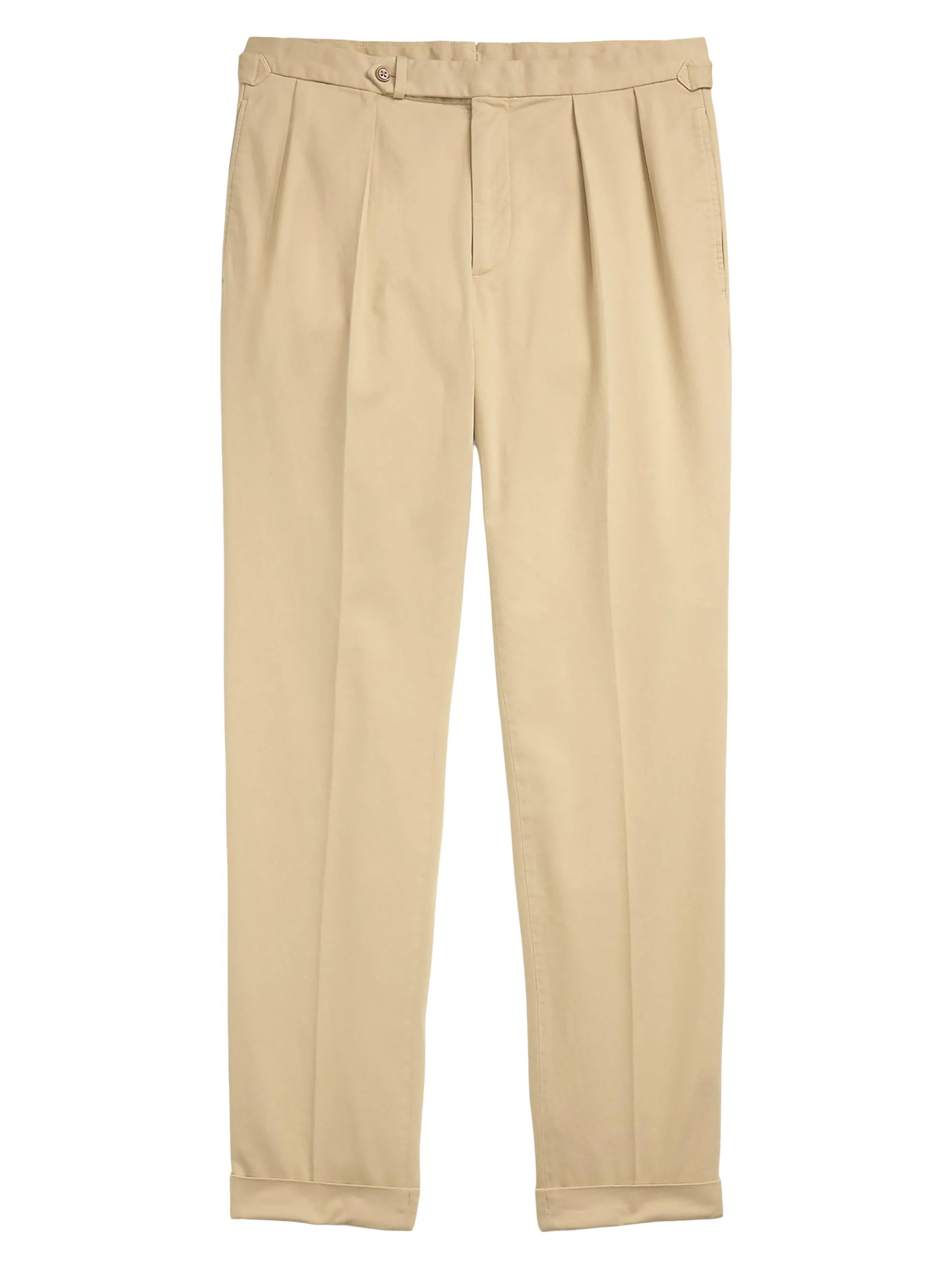 Men's Pleated Garment-Dyed Trousers - Tan - 1