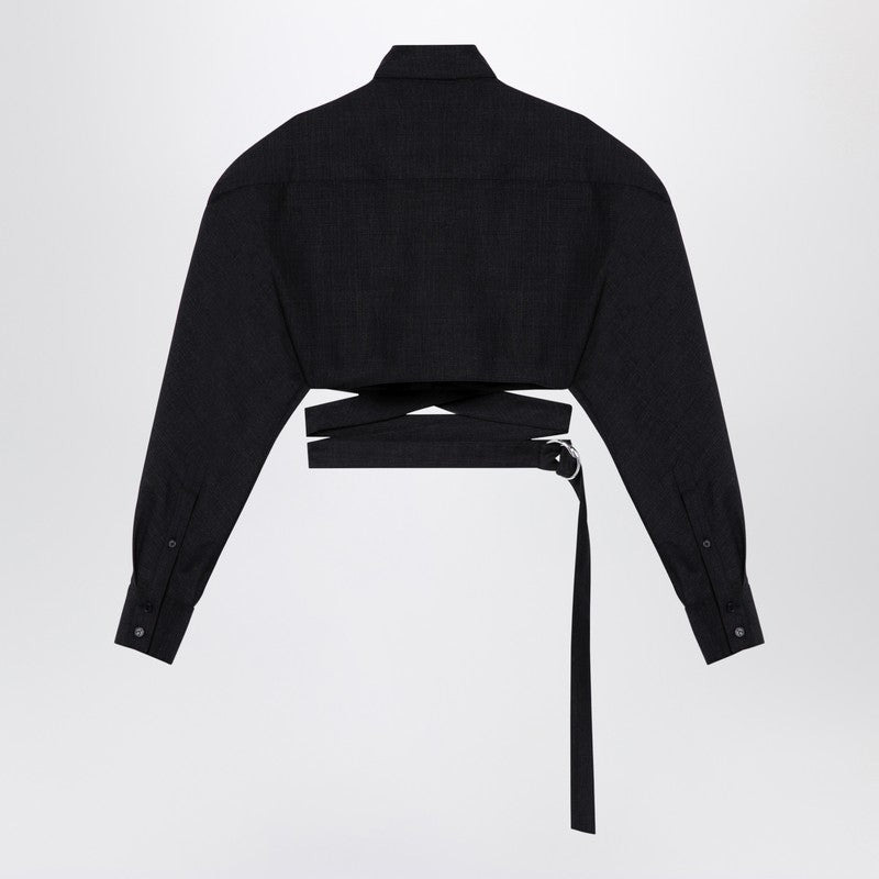 Alaia Dark Grey Cotton Crossover Shirt Women - 2