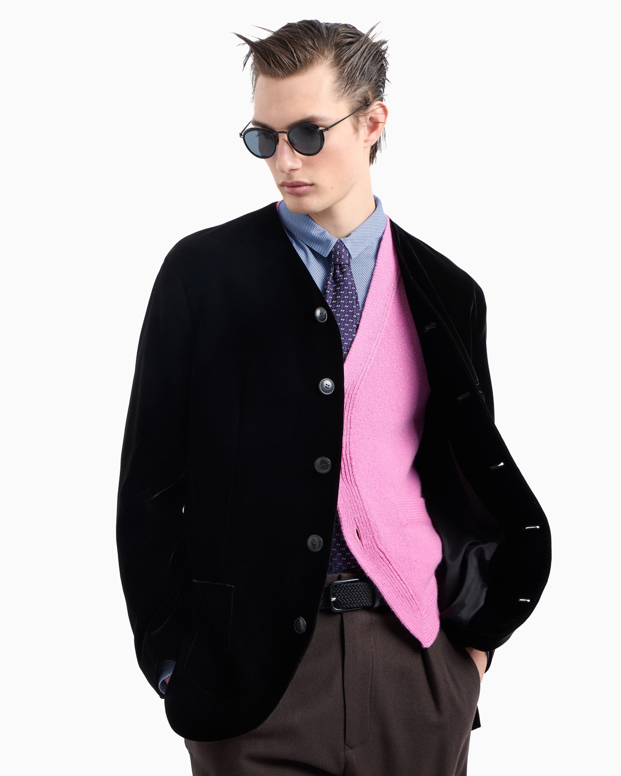 Single-pleat lightweight wool cloth trousers - 6