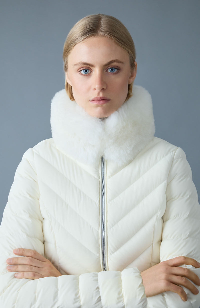 LYRIS Quilted Down Coat with Removable Shearling Collar 5