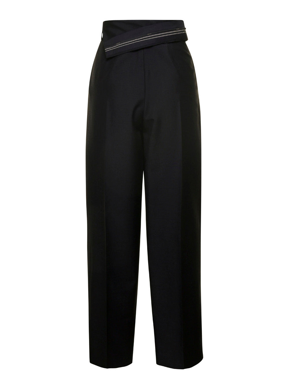 Fendi Women Black Carrot Pants In Wool Woman - 2