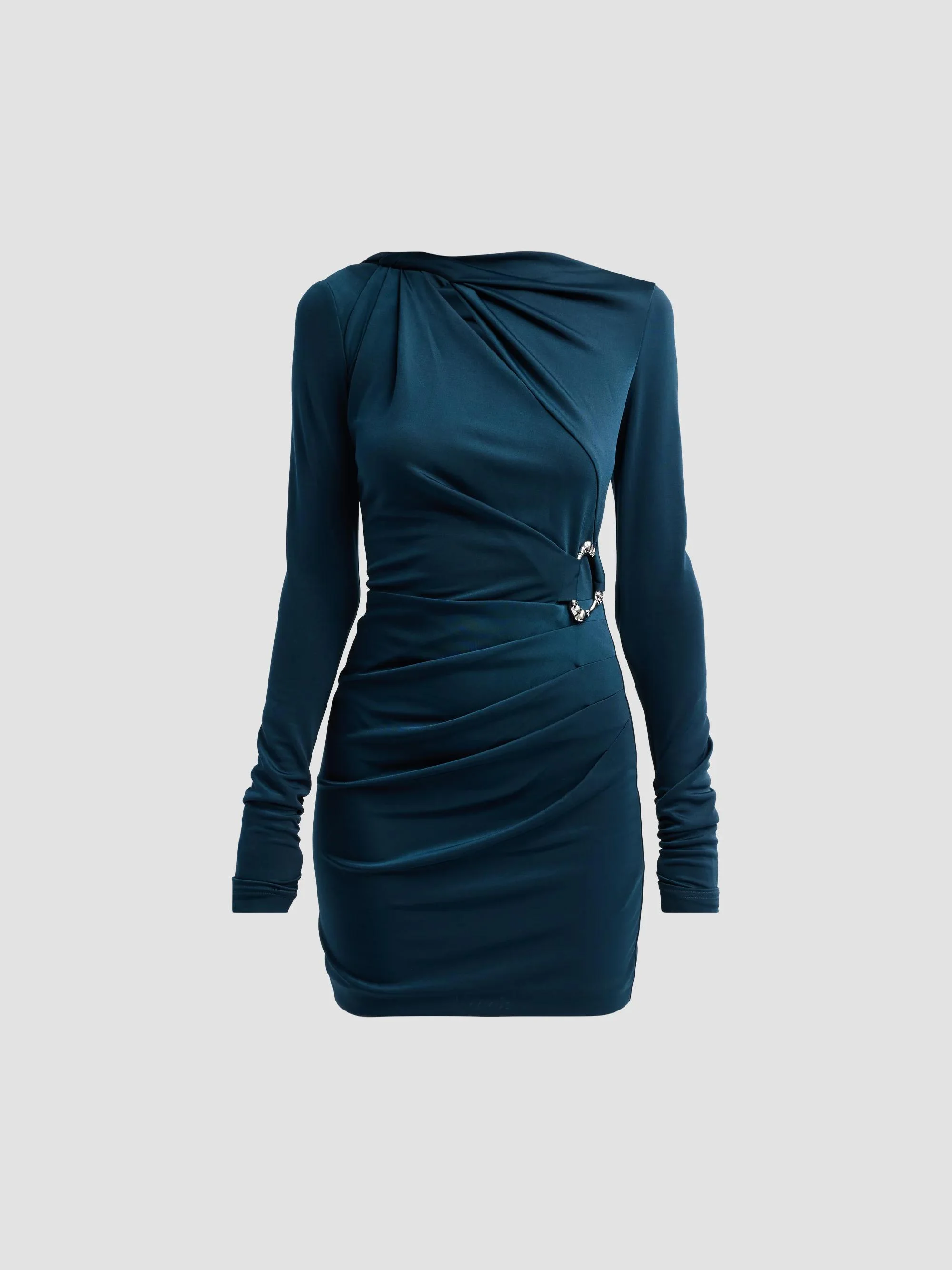 Women's Kiana Gathered Stretch Jersey Mini Dress - Teal - 1