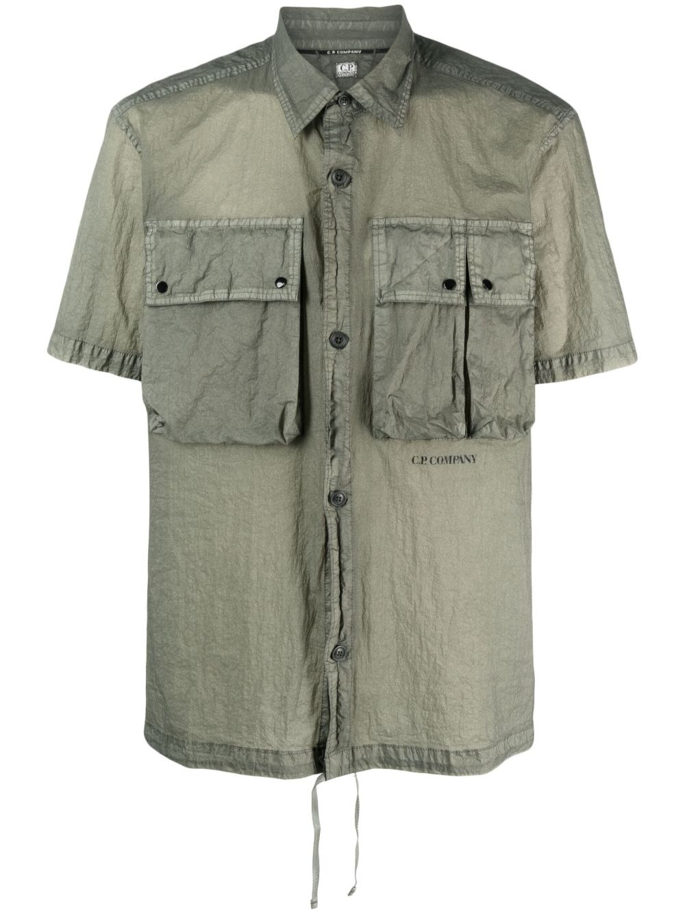 cargo-pockets semi-sheer shirt - 1