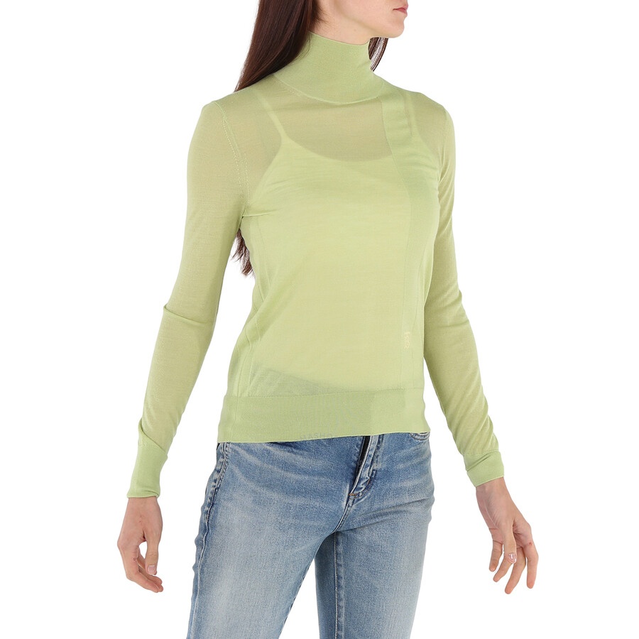 Burberry Ladies Mist Green Monogram-Embroidered Knitted Jumper - 4