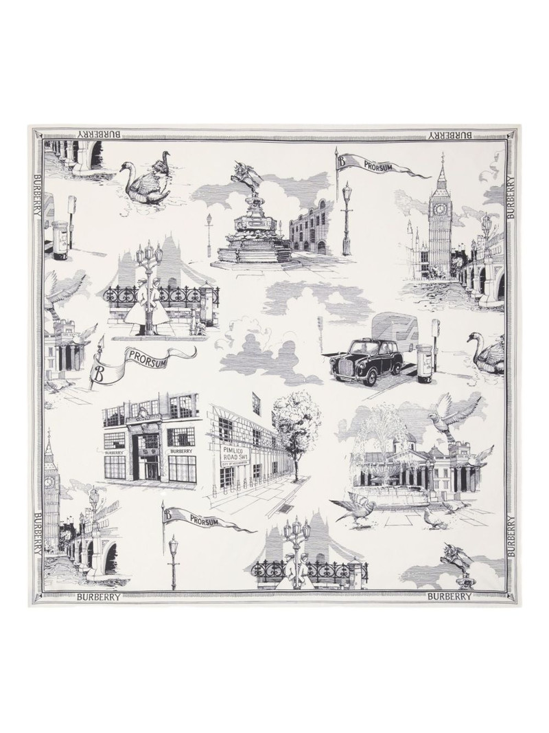 London Landmarks-print silk scarf 1
