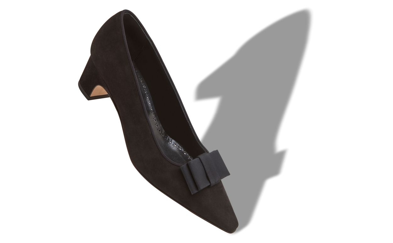 Black Suede Bow Detail Pumps - 2