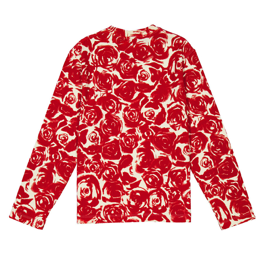 Burberry Rose-Print Long Sleeve Cotton Top - 6