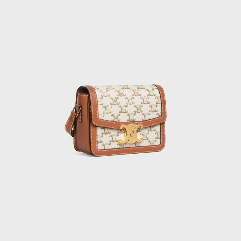 CELINE Teen Triomphe Bag in Triomphe Canvas and Calfskin outlook