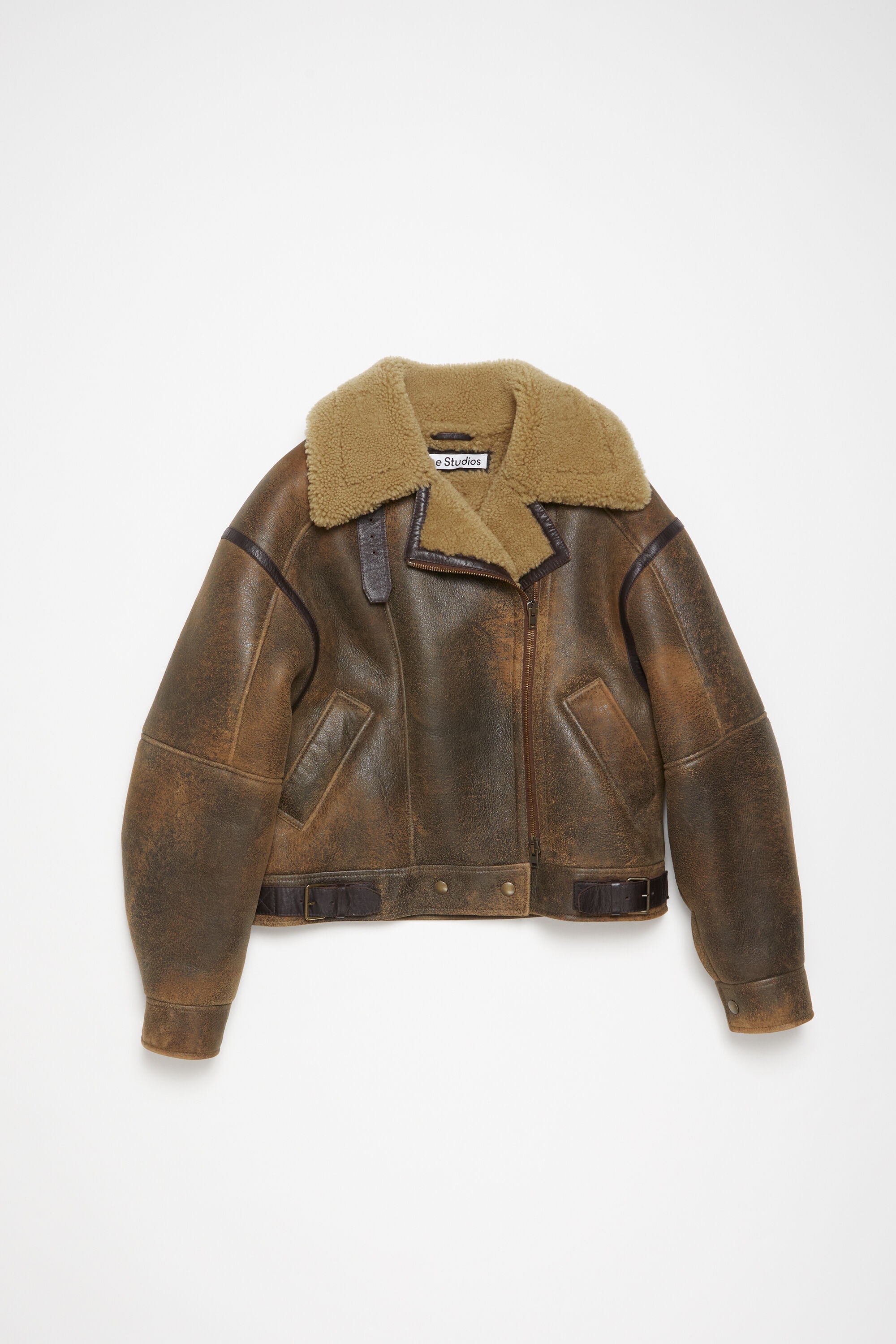 Leather shearling jacket - Brown - 1