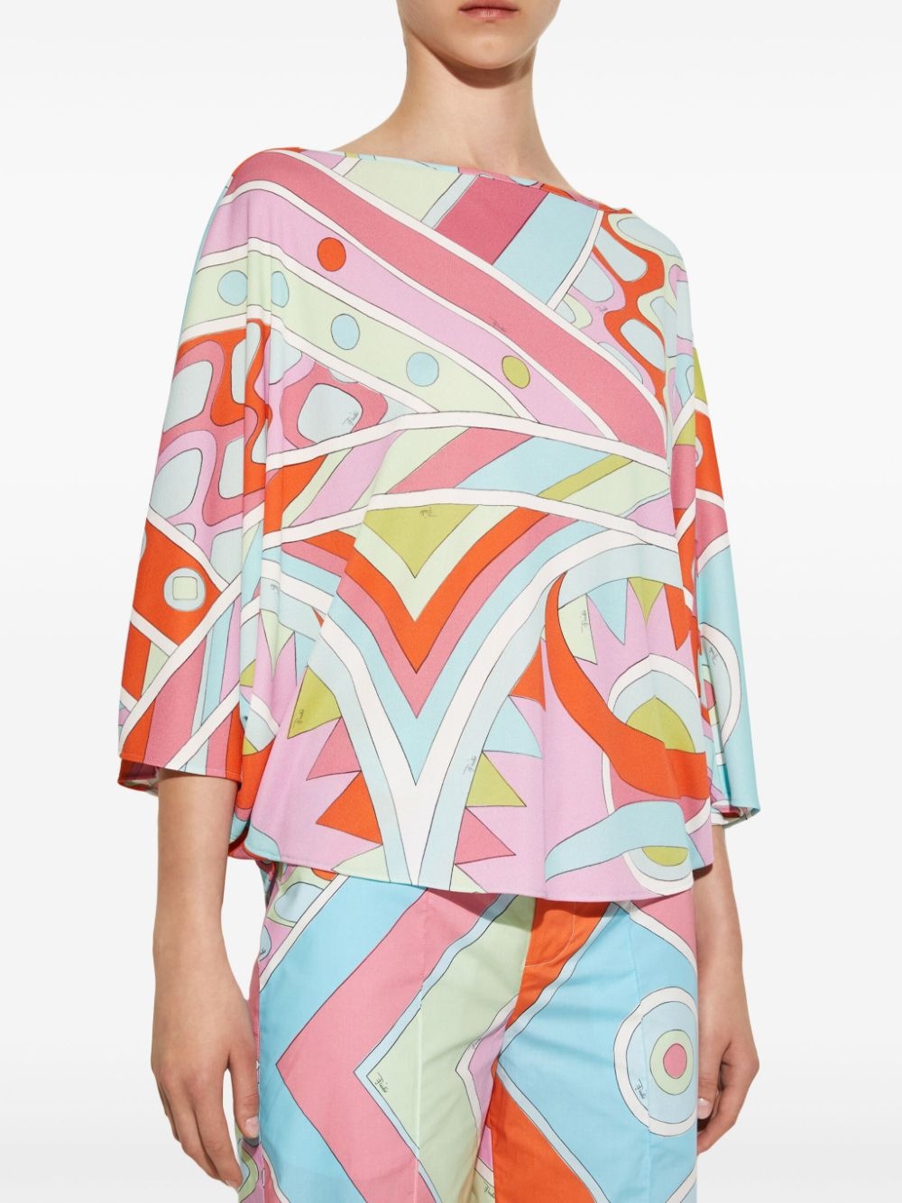 Vivara-print boat-neck blouse - 5