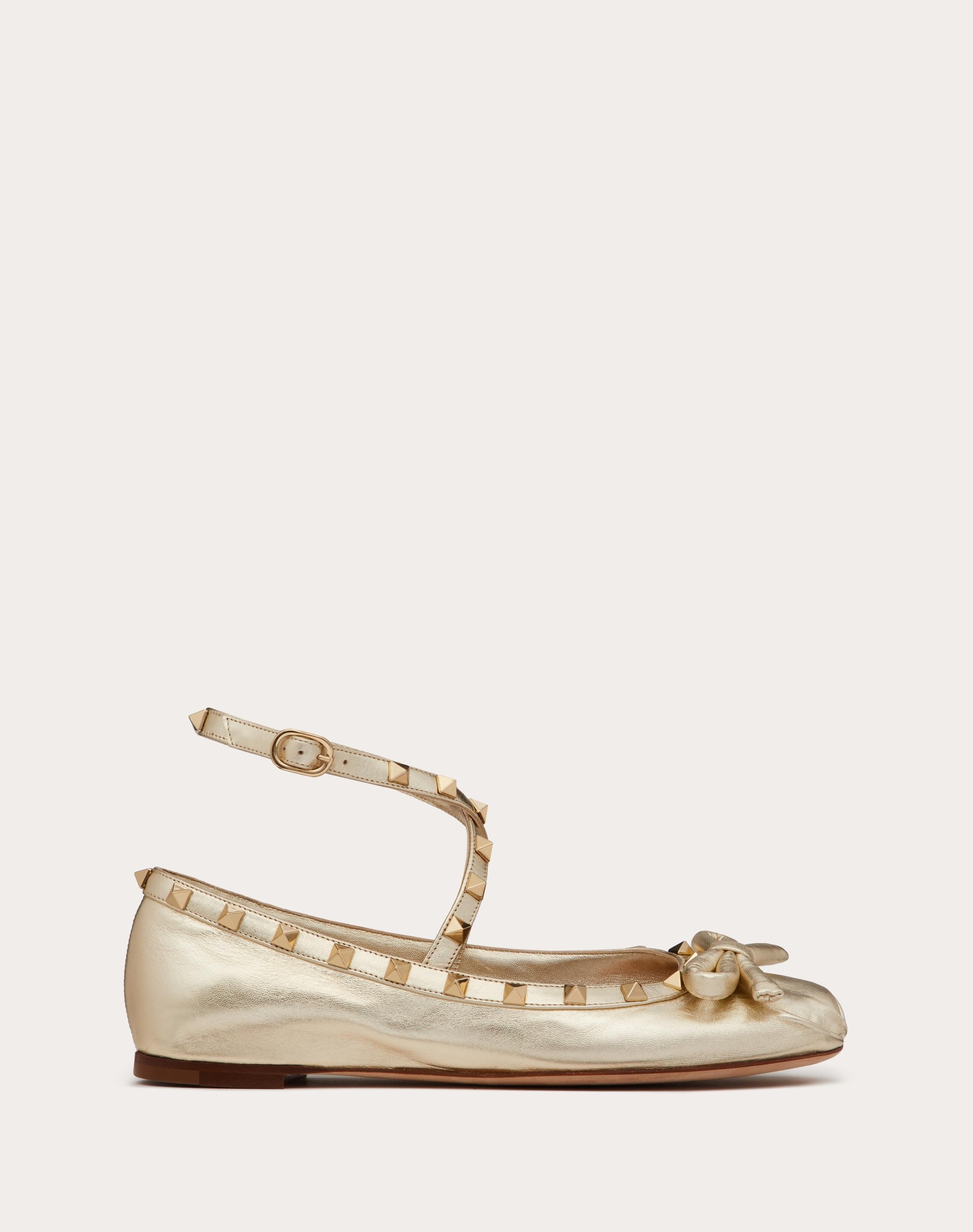 ROCKSTUD LAMINATED NAPPA LEATHER BALLERINA - 1