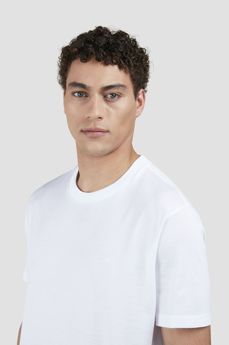 SILVER T-SHIRT IN FINE PIQUÉ COTTON WITH EMBROIDERY 4