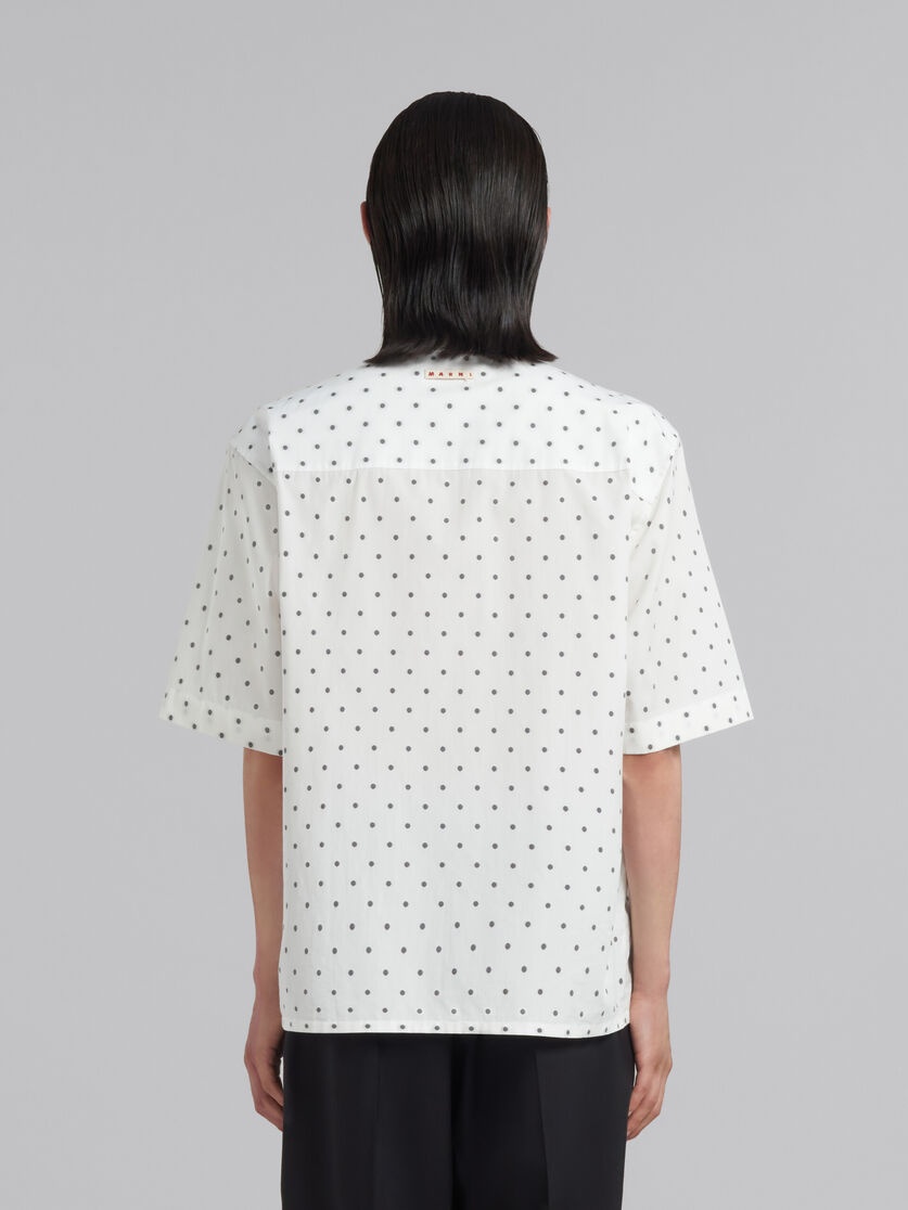 WHITE POPLIN BOWLING SHIRT WITH POLKA DOTS - 3