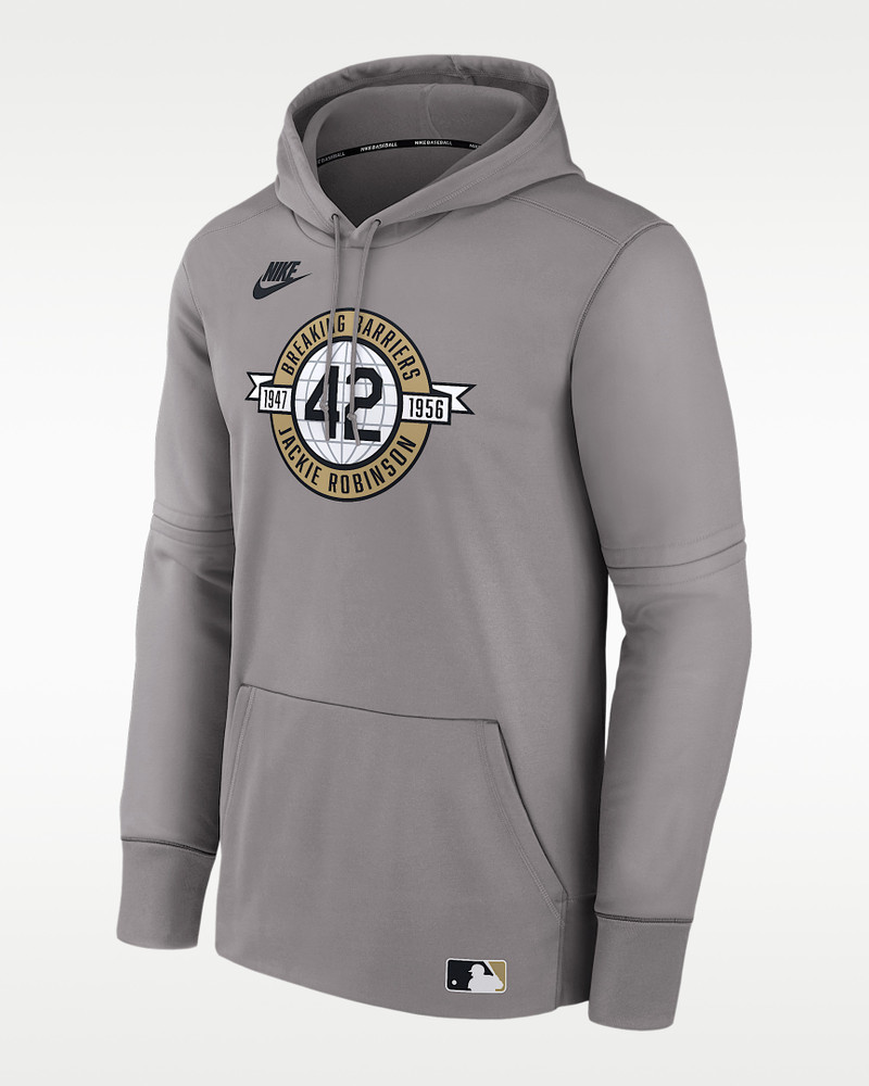 Brooklyn Dodgers Authentic Collection 2026 Jackie Robinson Day Men's Nike Therma MLB Pullover Hoodie 1