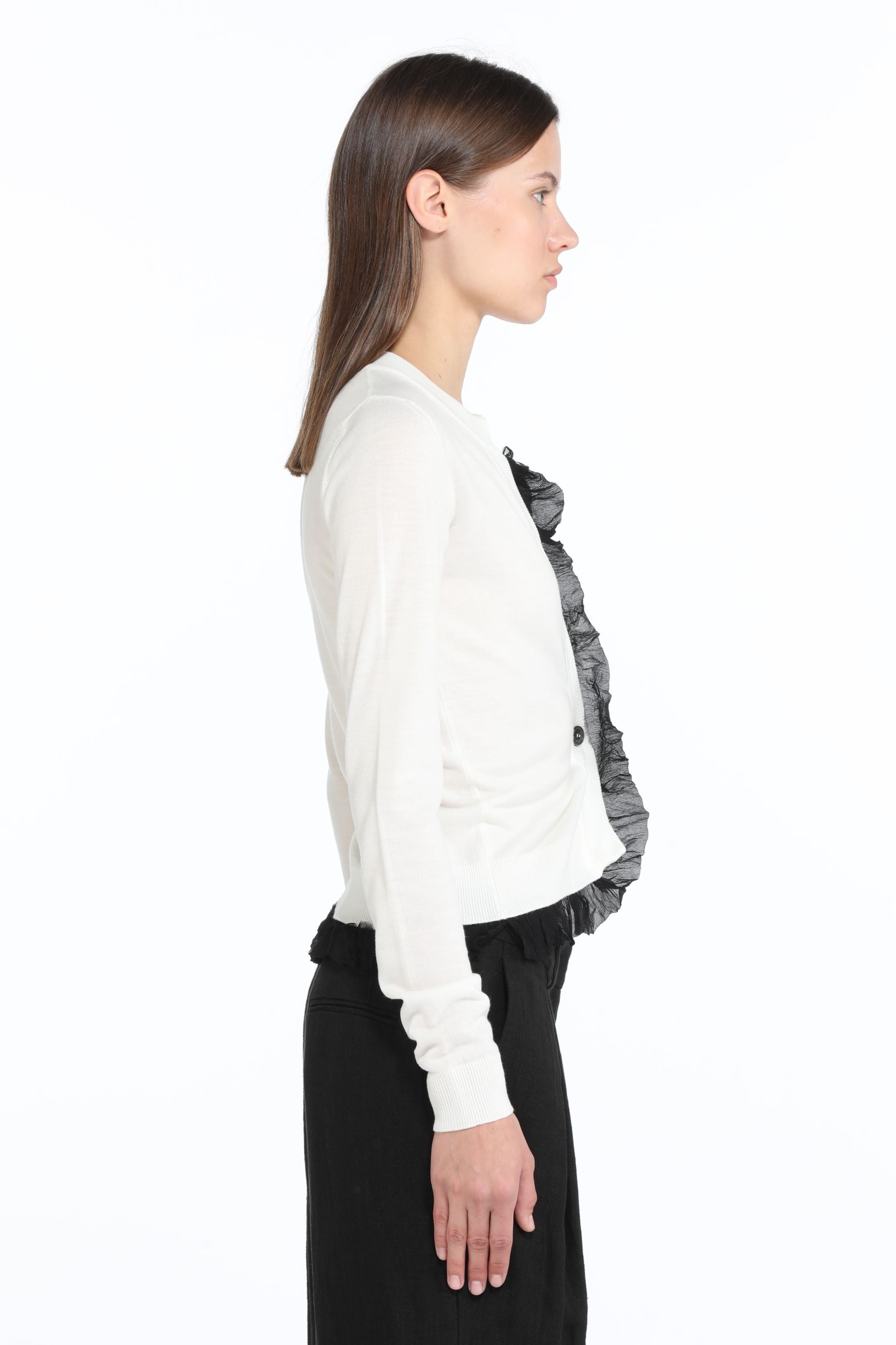 ORGANZA-TRIM WOOL CARDIGAN - 3