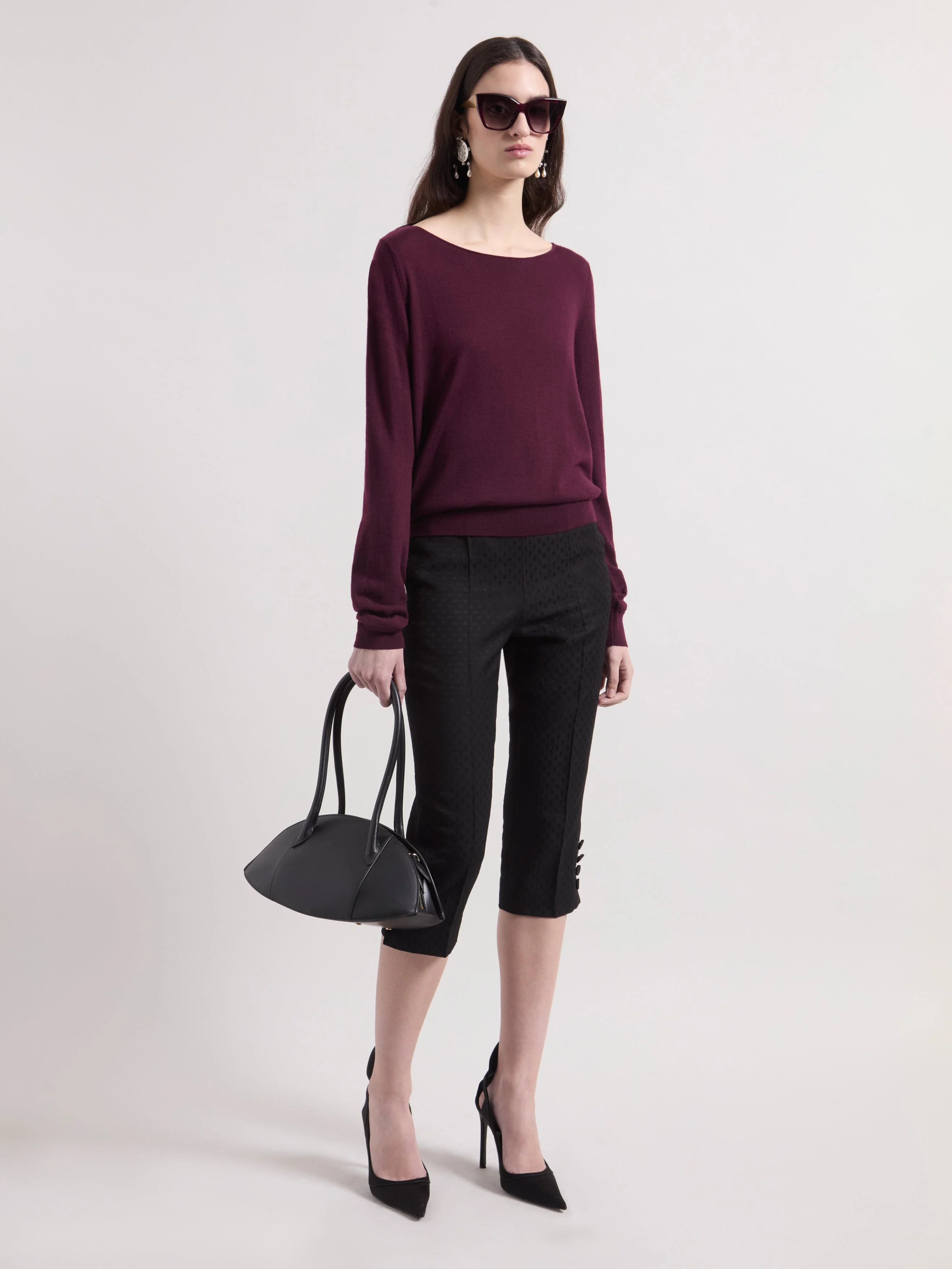 Burgundy Open Back Sweater - 1