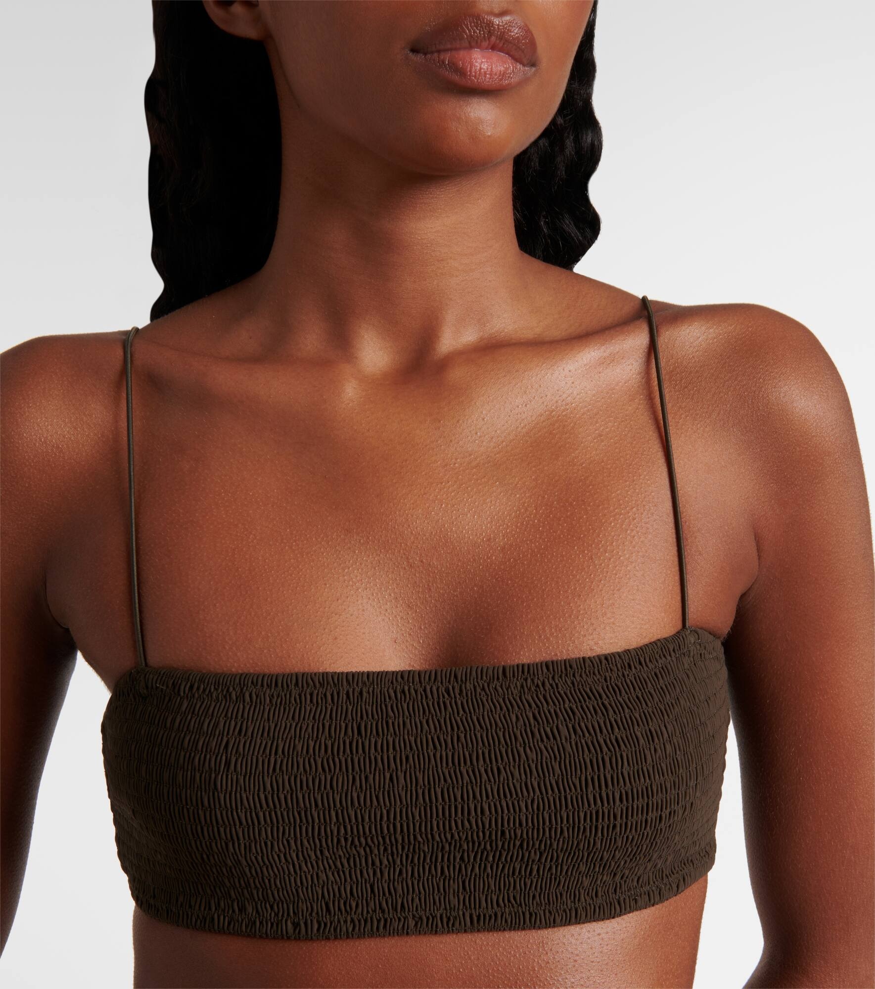 Shirred jersey bikini top - 4