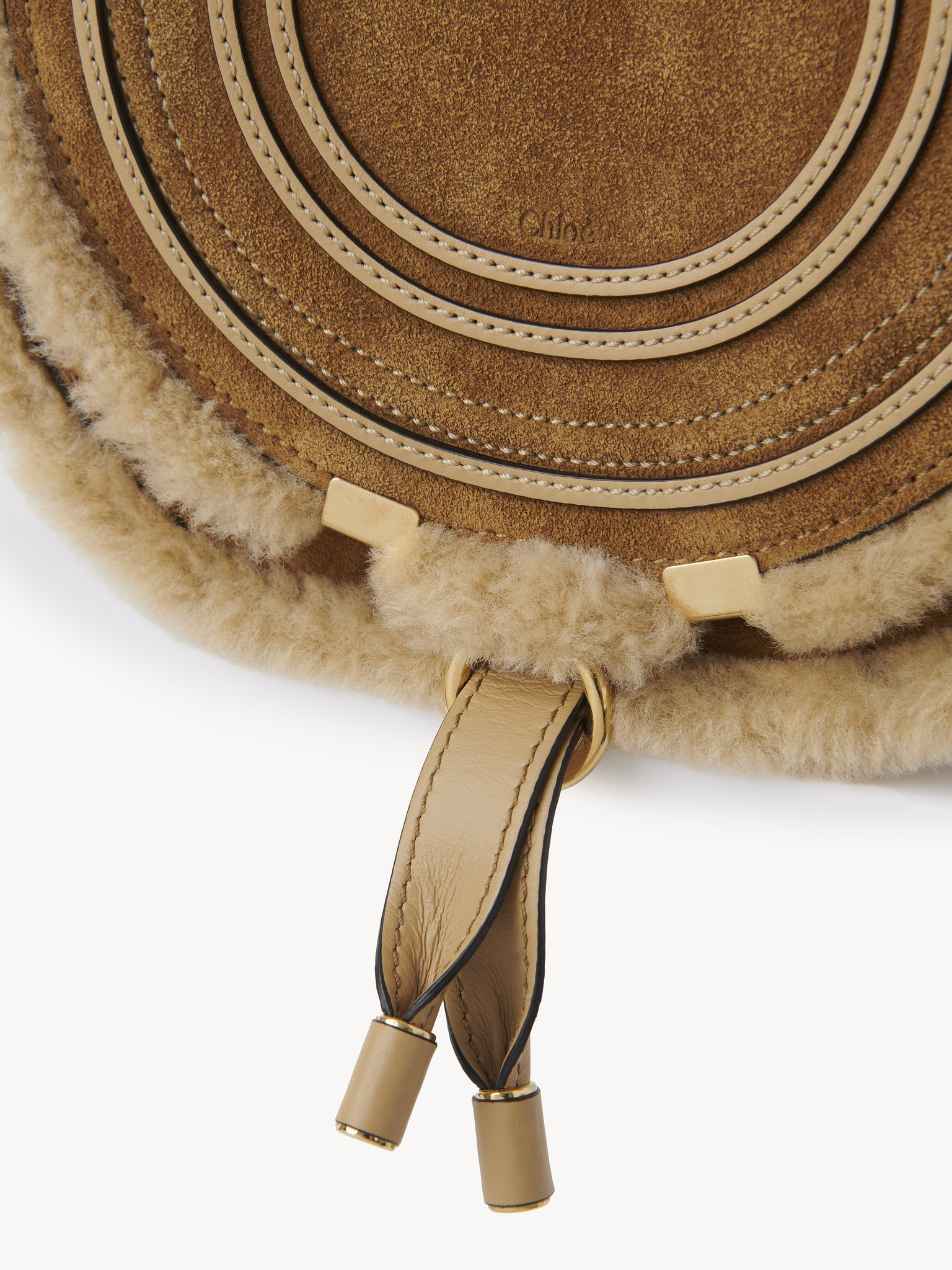 SMALL MARCIE SADDLE BAG IN SUEDE LEATHER & SHEARLING - 7