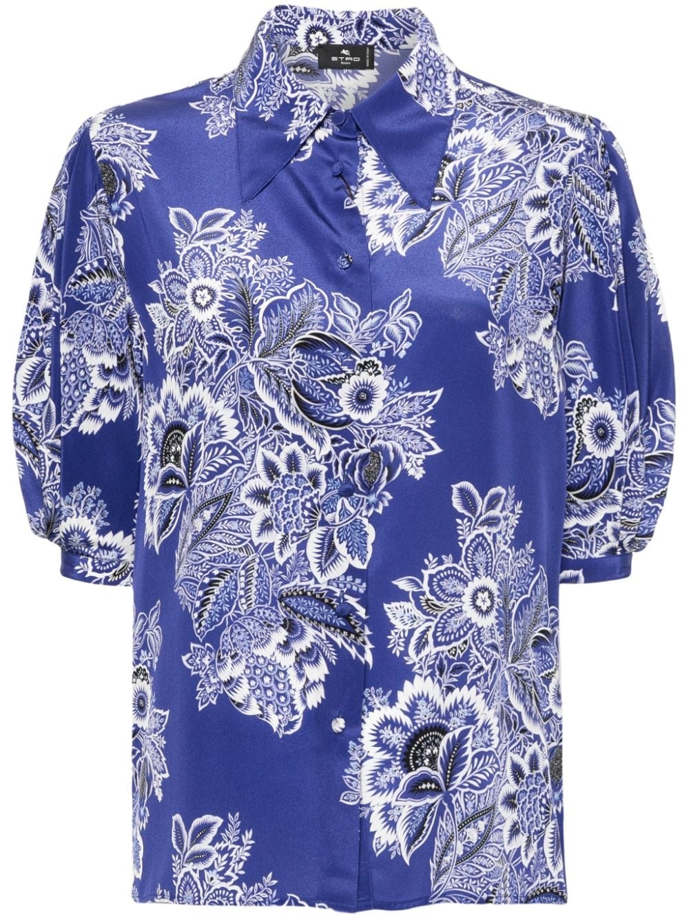 floral-print silk shirt - 1