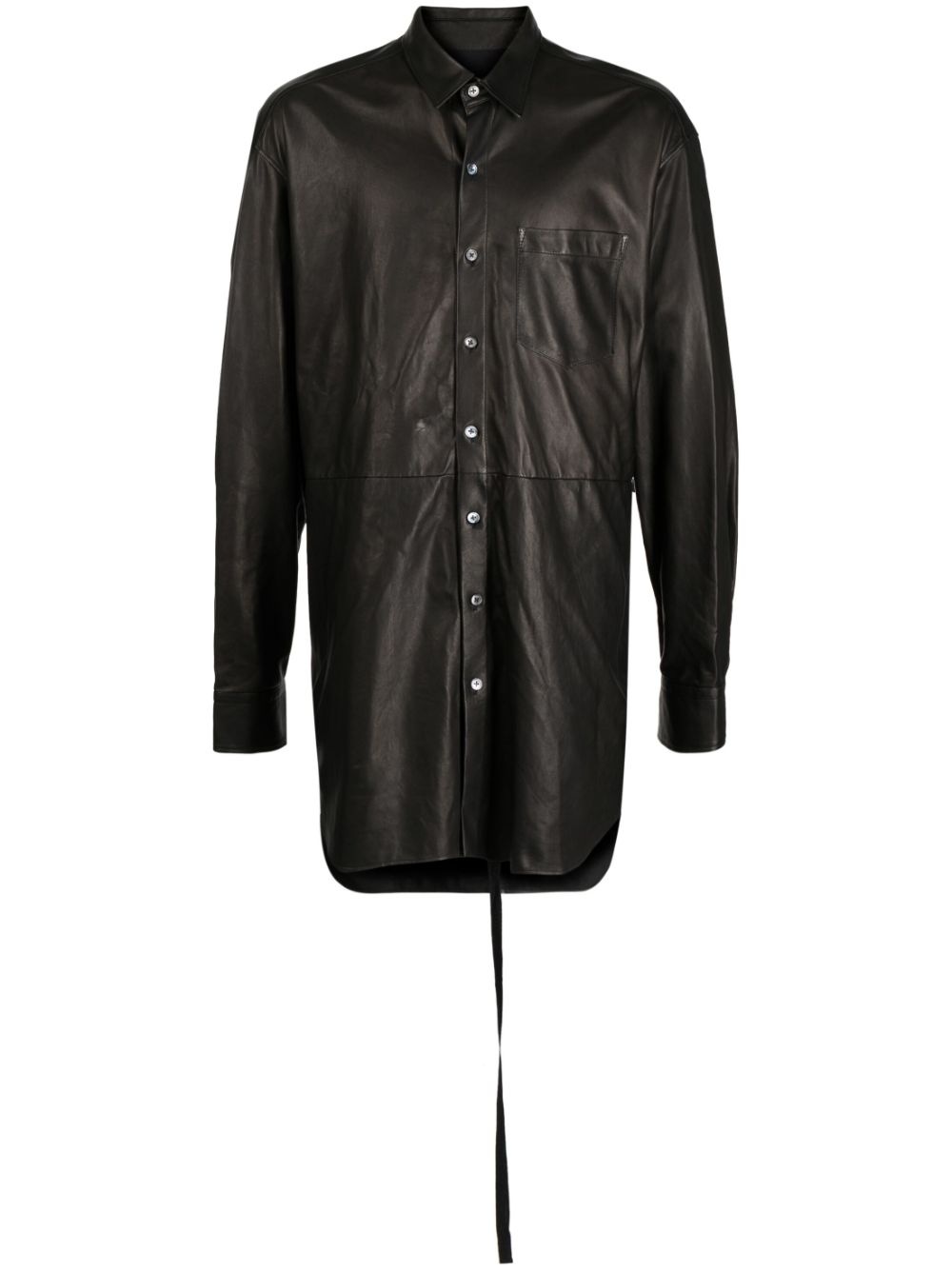 long-sleeve buttoned leather shirt - 1