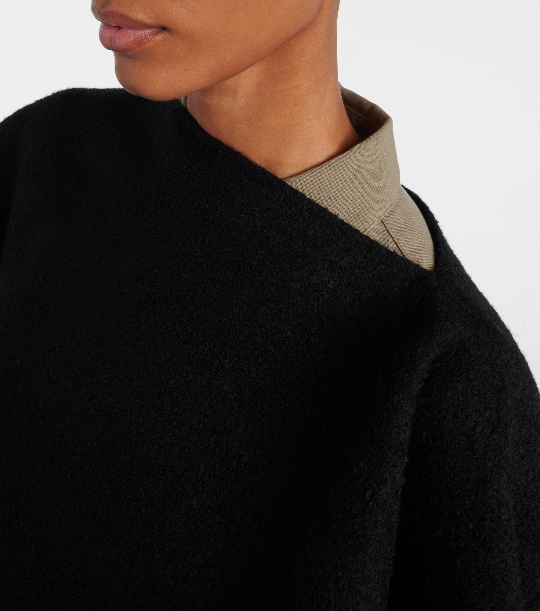 Fringed wool-blend poncho - 4