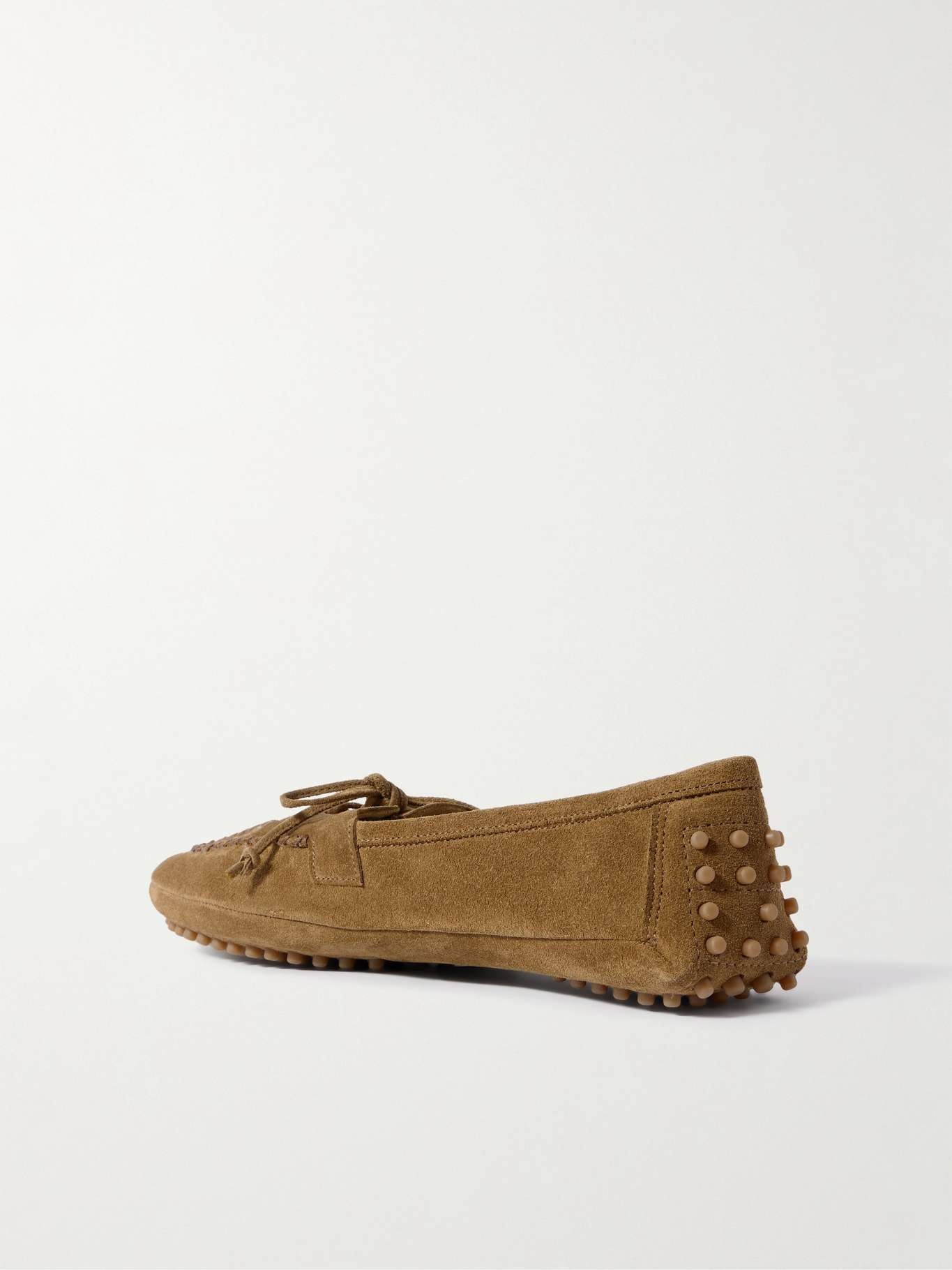 Embroidered suede loafers Taupe - 3