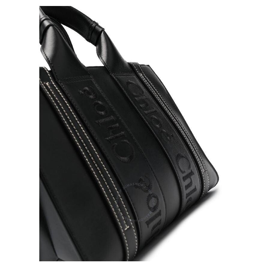Chloe Woody Small Logo Embroidered Leather Tote - 4