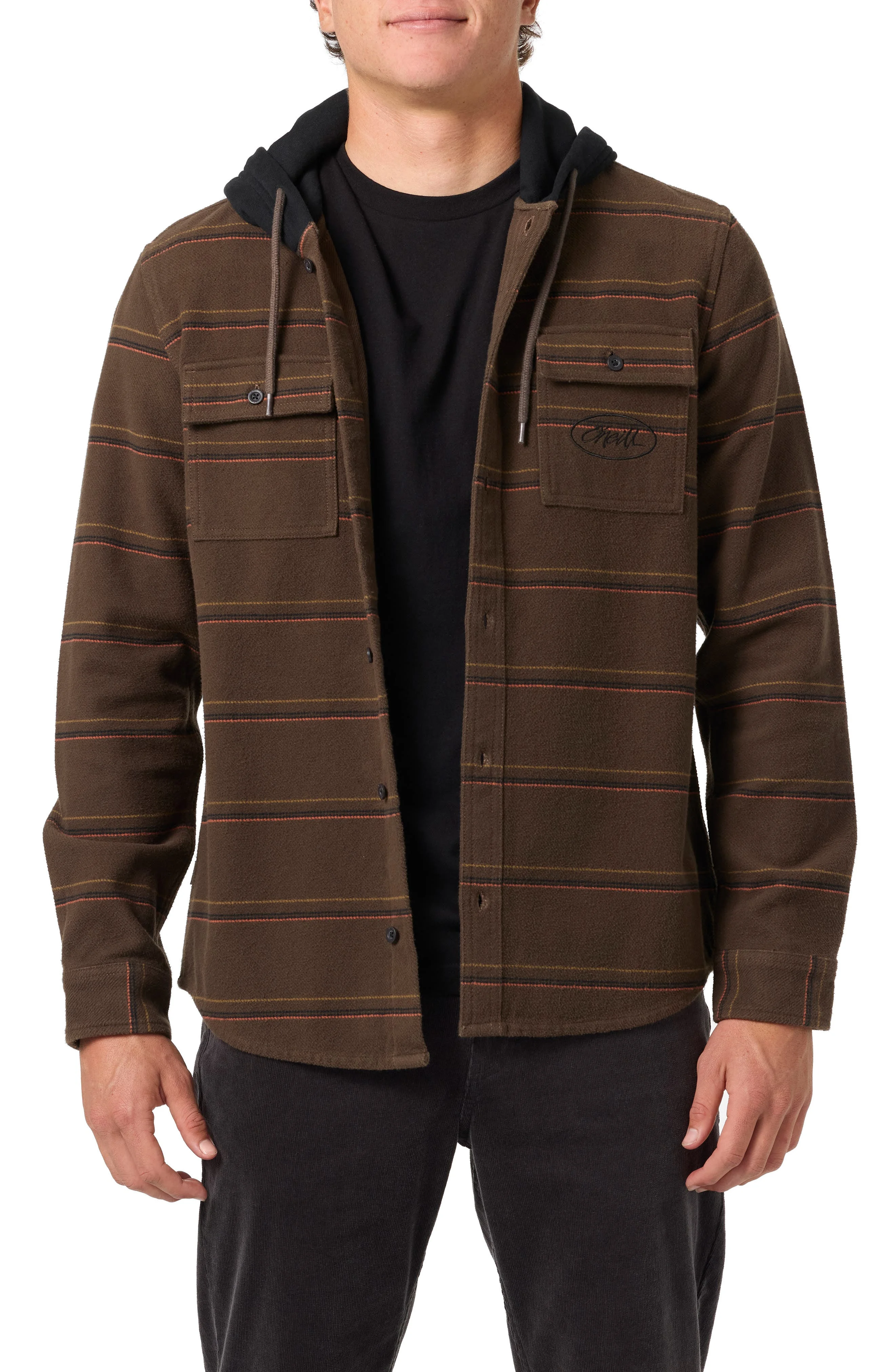 O'Neill Archer Hooded Button-Up Shirt in Turkish Coffee at Nordstrom - 1